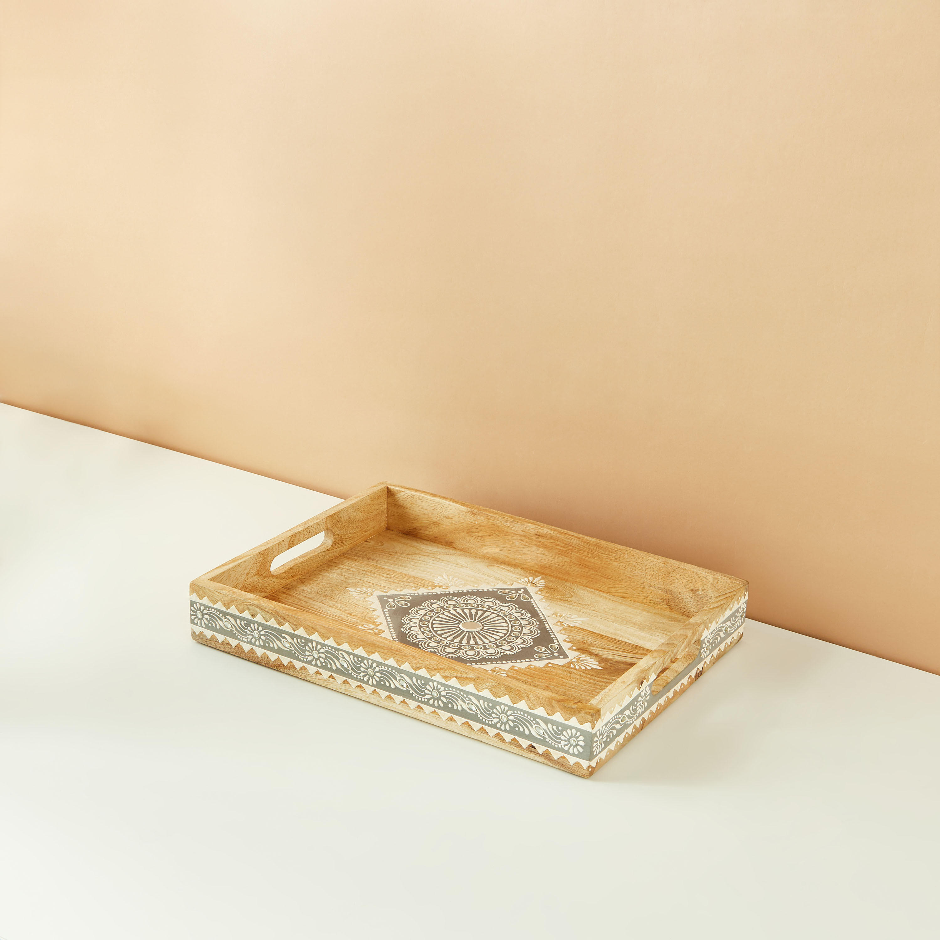 Embellished Wooden Decorative Tray - 40x30 cms-household-dining-serveware-servingtrays-image-3