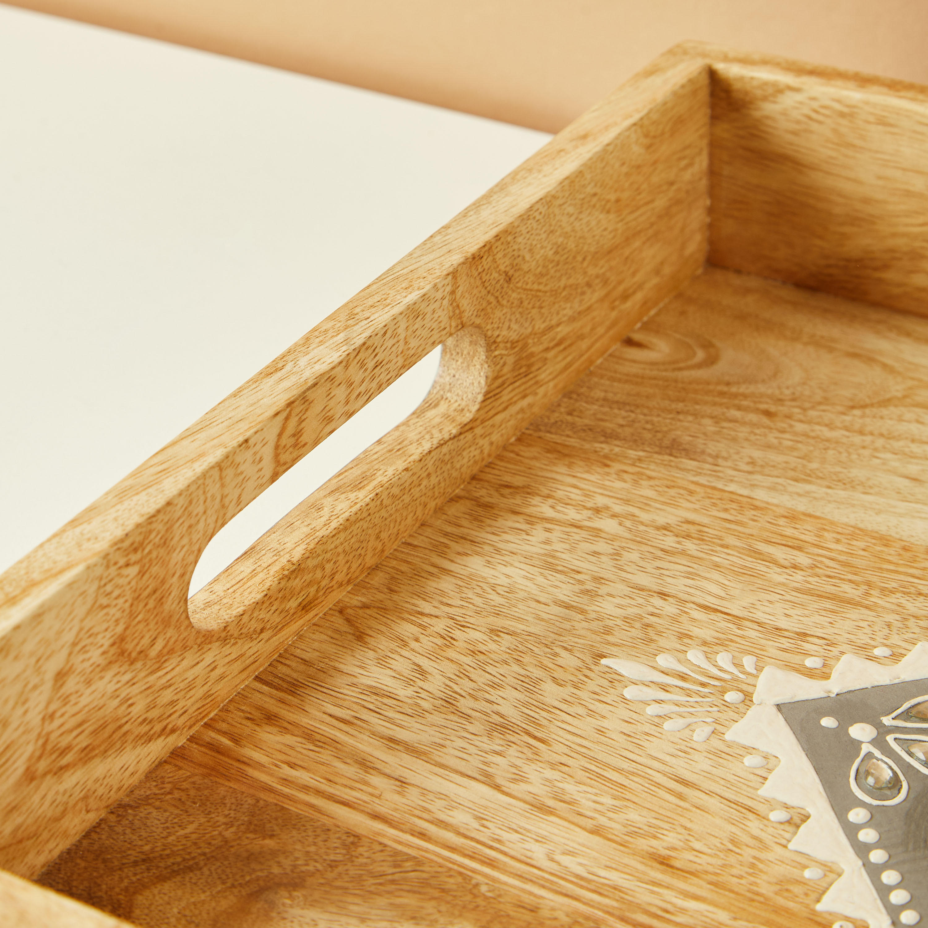 Embellished Wooden Decorative Tray - 40x30 cms-household-dining-serveware-servingtrays-image-4