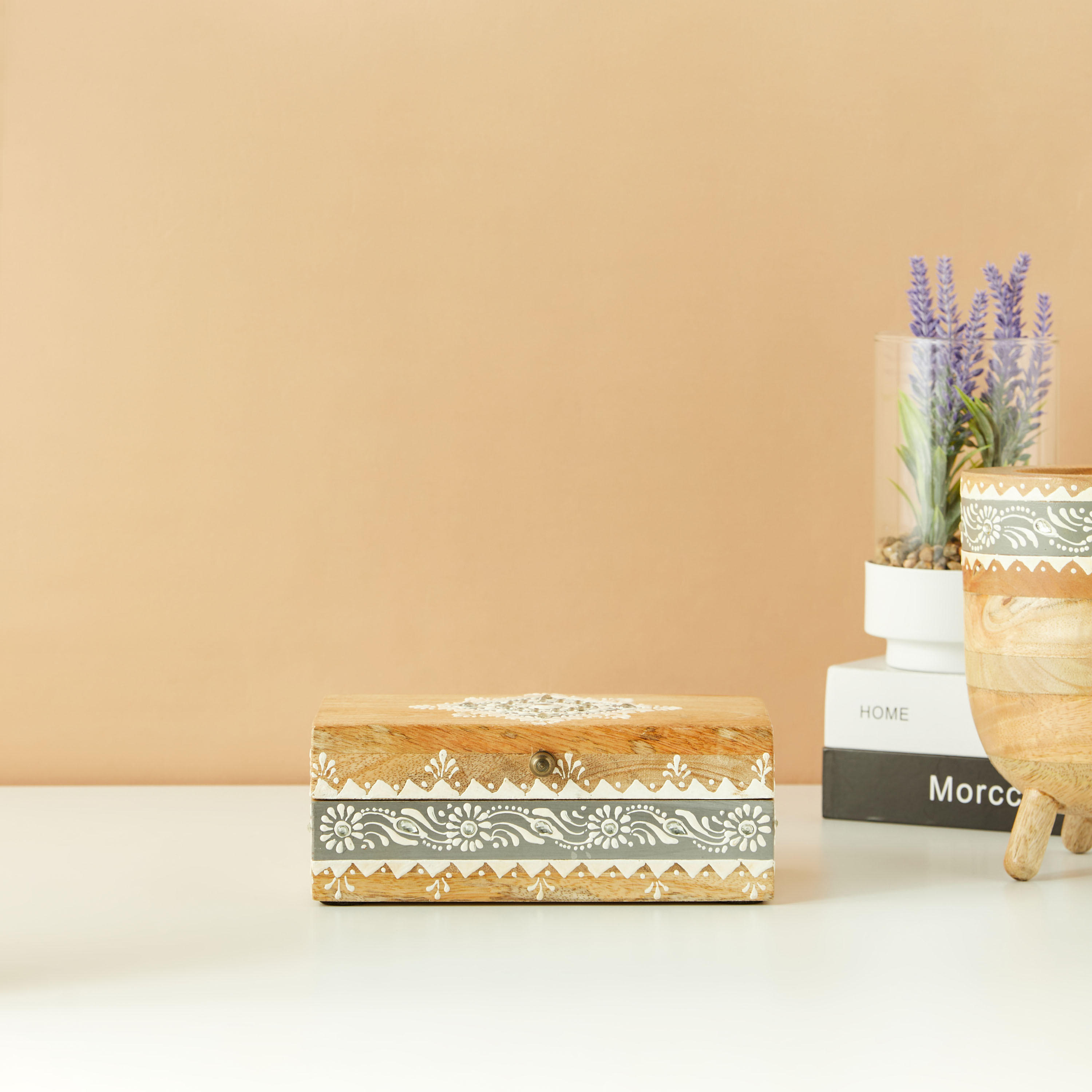 Wooden Decorative Box - 20x8 cms-household-decor-boxesandtrays-image-1
