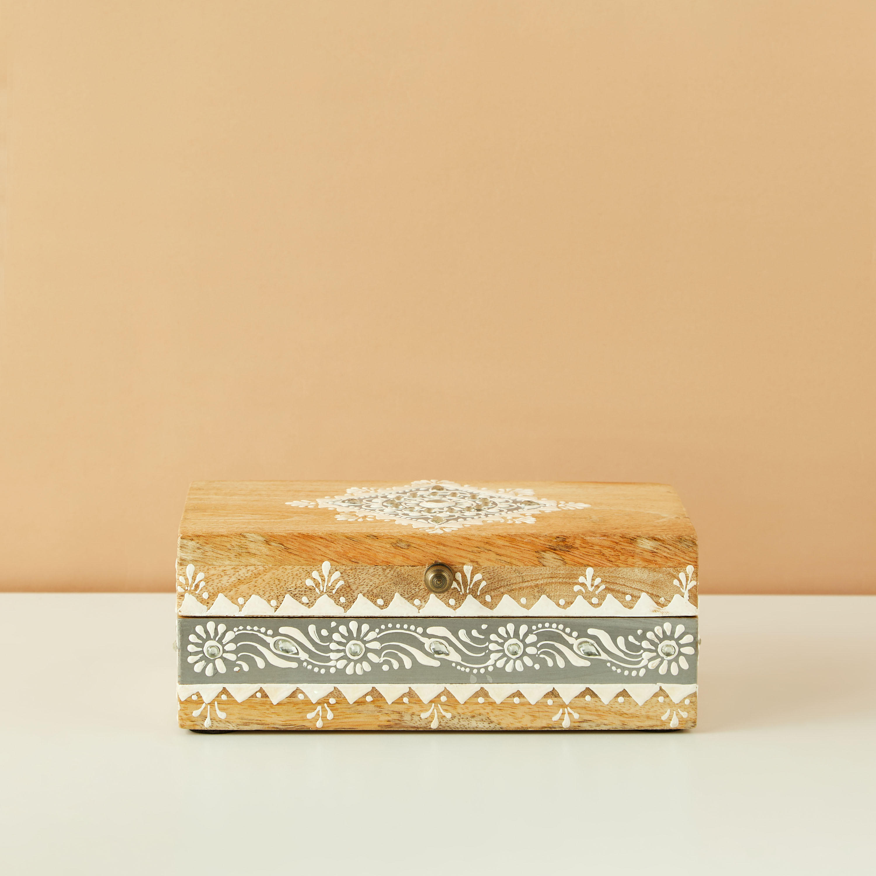 Wooden Decorative Box - 20x8 cms-household-decor-boxesandtrays-image-2