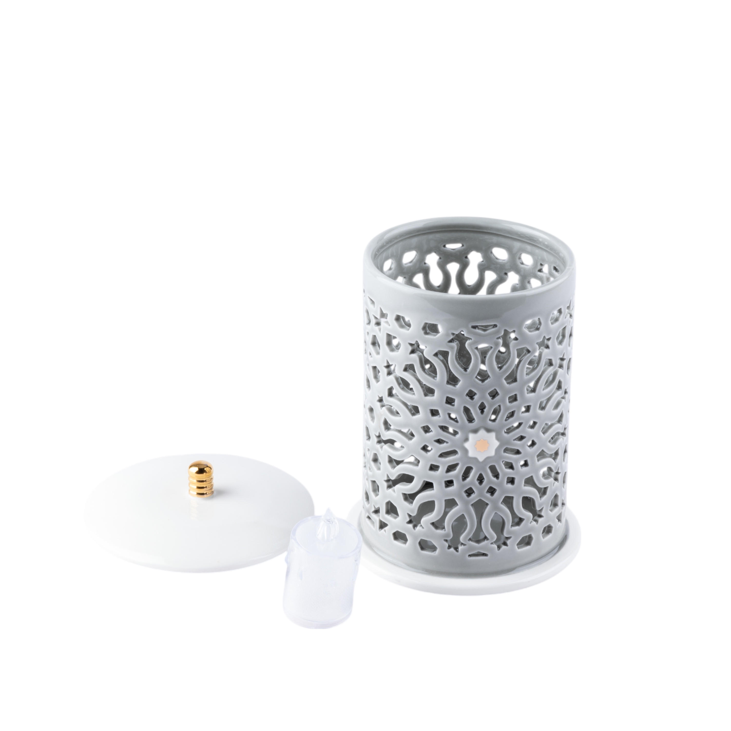 Otantik Asalah Porcelain Decorative Electronic Candleholder with Cutout Detail - 22 cm-household-decor-candleholdersandlanterns-image-3