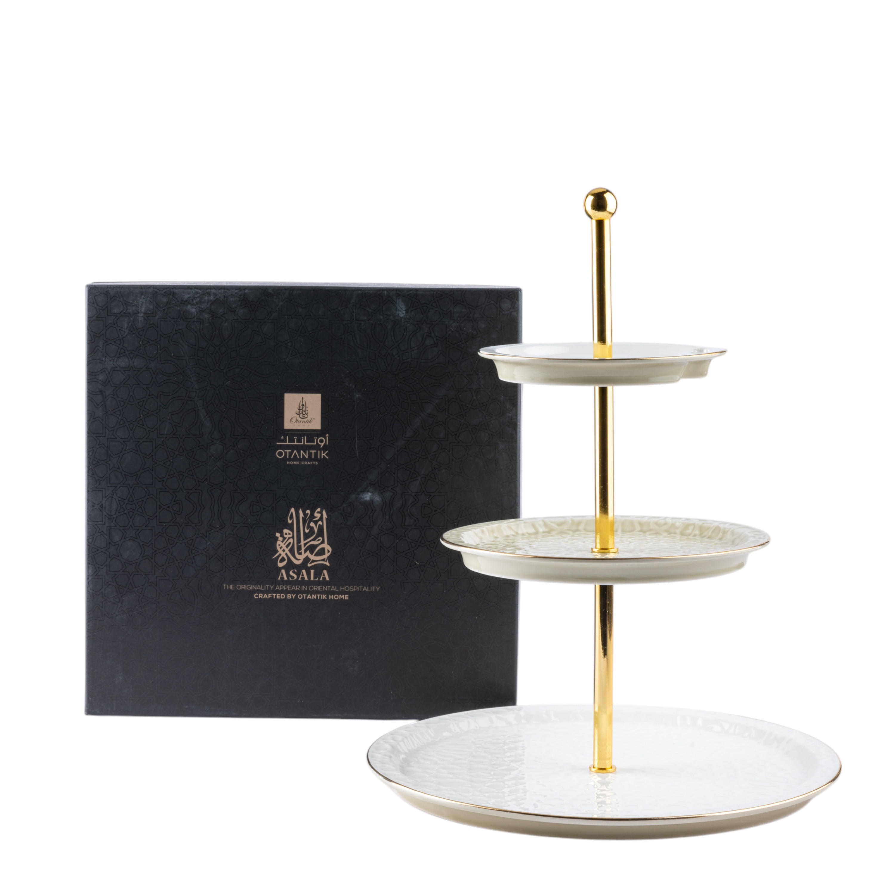 Otantik Asalah 3-Tier Porcelain Cake Stand -  14x27x9 cms-household-dining-serveware-cakestands-image-2