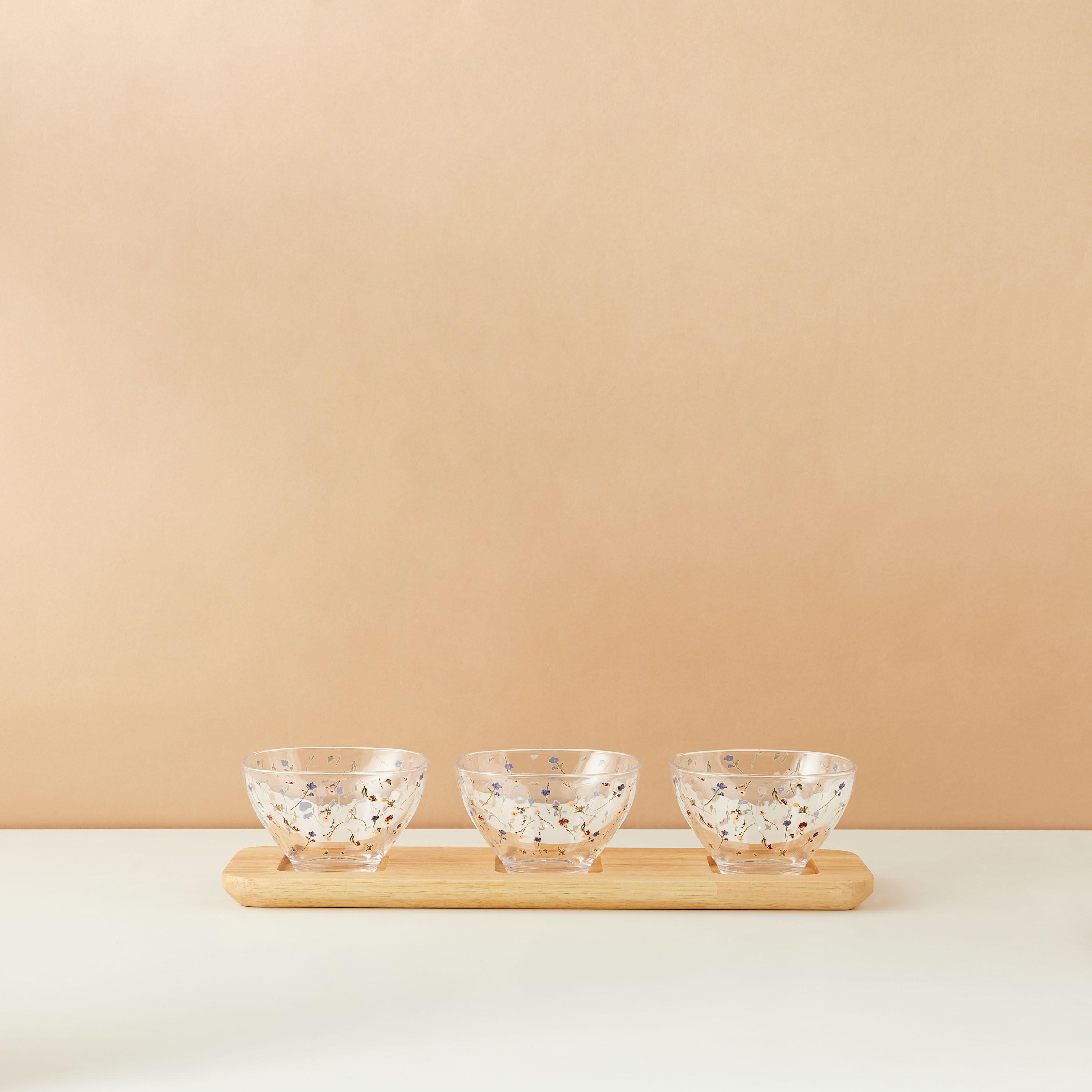 Flora 4-Piece Glass Bowl and Tray Set-household-dining-dinnerware-bowls-image-1