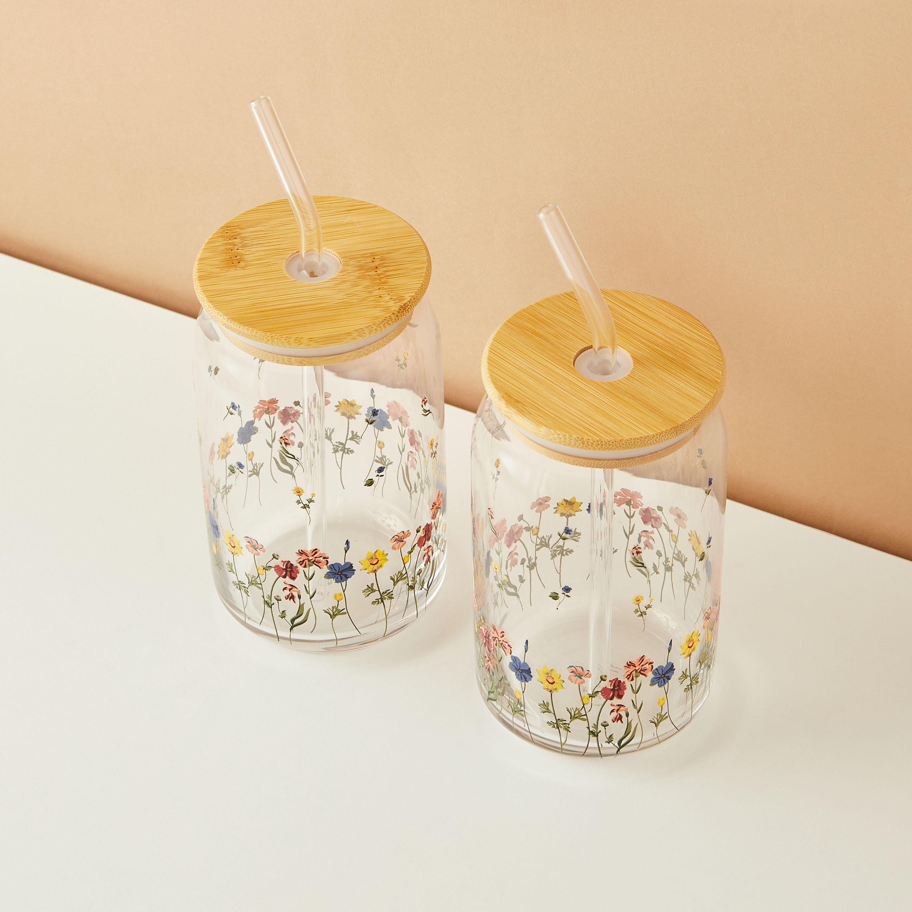 Flora 2-Piece Glass Sipper with Straw Set - 530 ml-household-dining-teaandcoffee-travelmugsandsippers-image-3