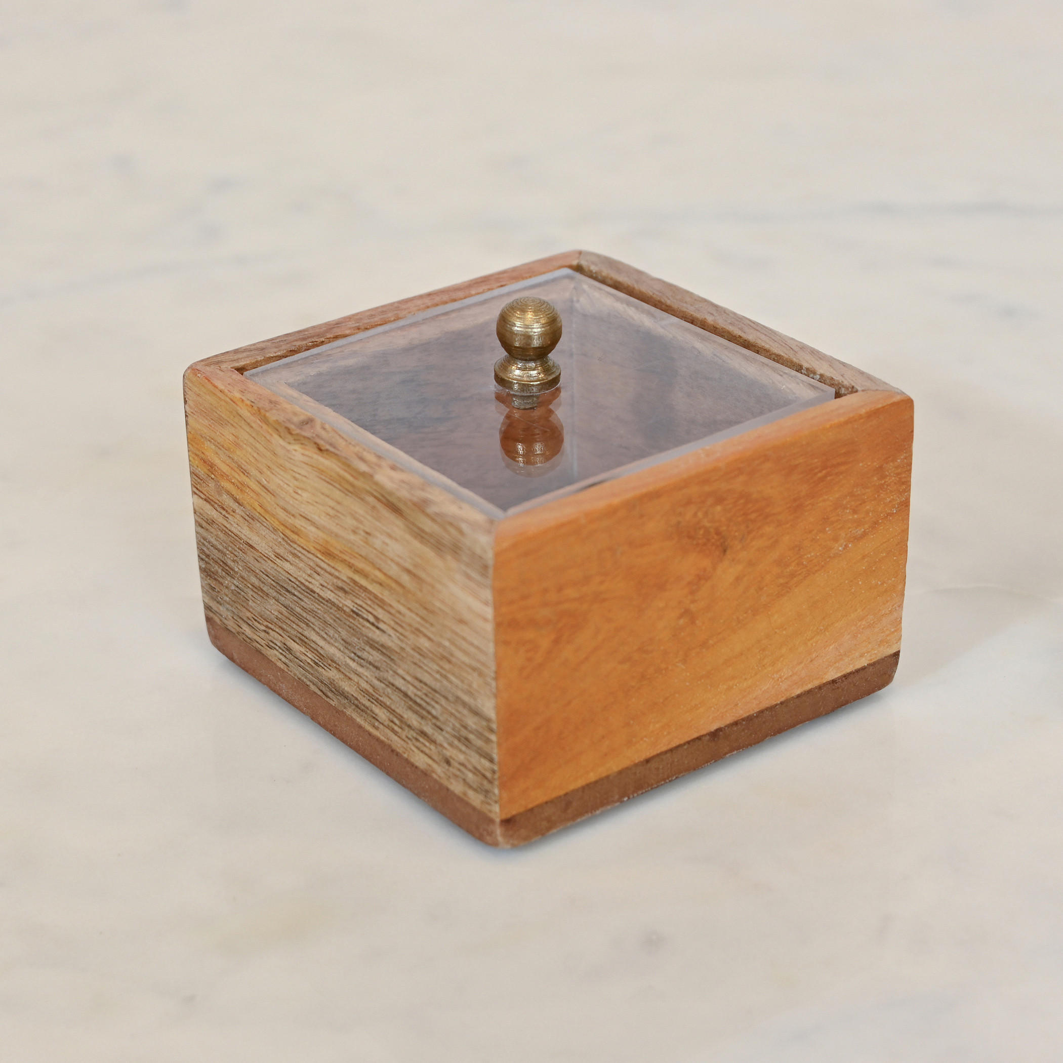 Home Carving Wooden Decorative Box - 8x8x5 cms-household-decor-boxesandtrays-image-1