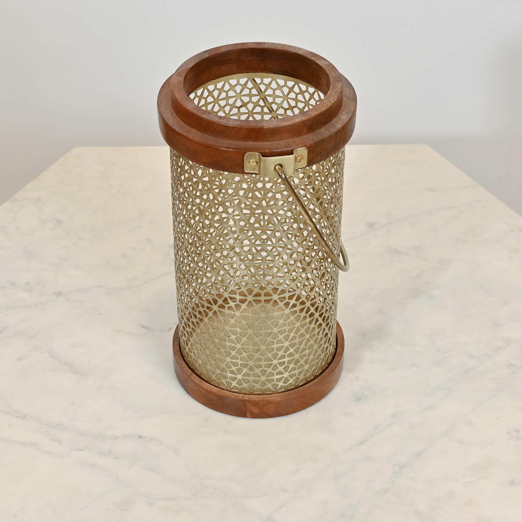 Home Carving Cutwork Detail Cylindrical Lantern - 33 cms-household-decor-candleholdersandlanterns-image-3