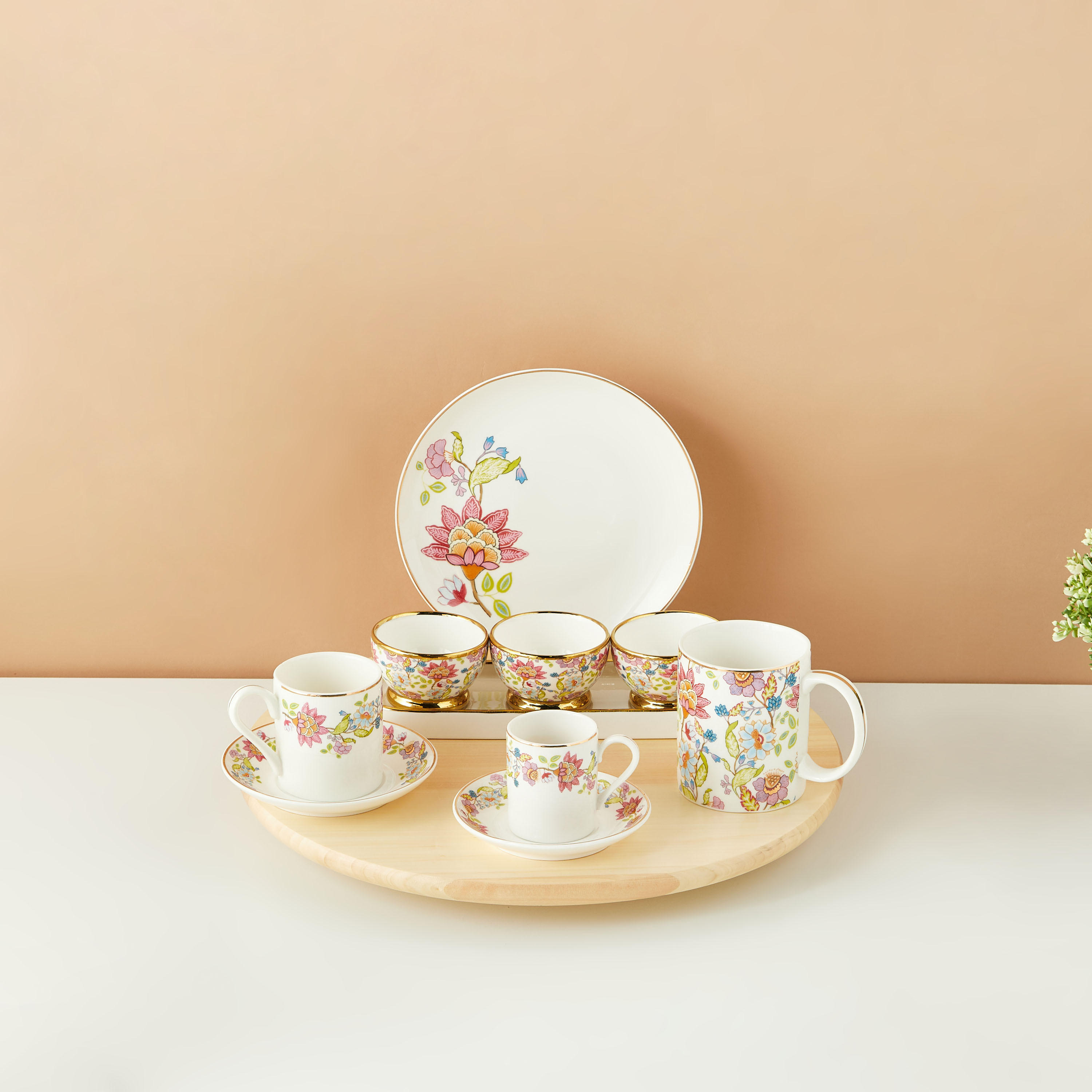 Summer Flower 3-Piece Porcelain Bowl Set with Tray-household-dining-serveware-servingtrays-image-6