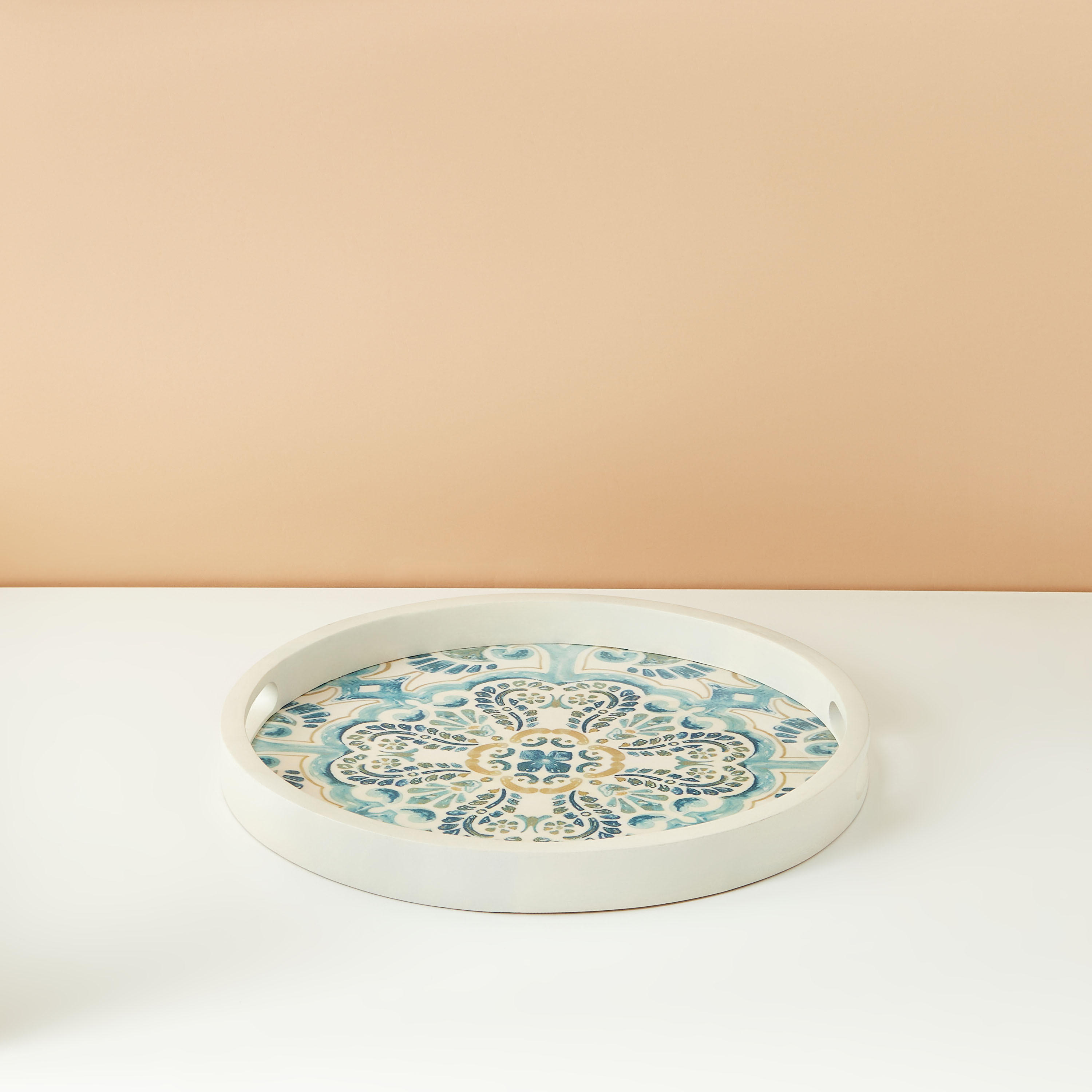 Enamel Coastal Paisley Print Serving Tray - 36 cms-household-dining-serveware-servingtrays-image-2