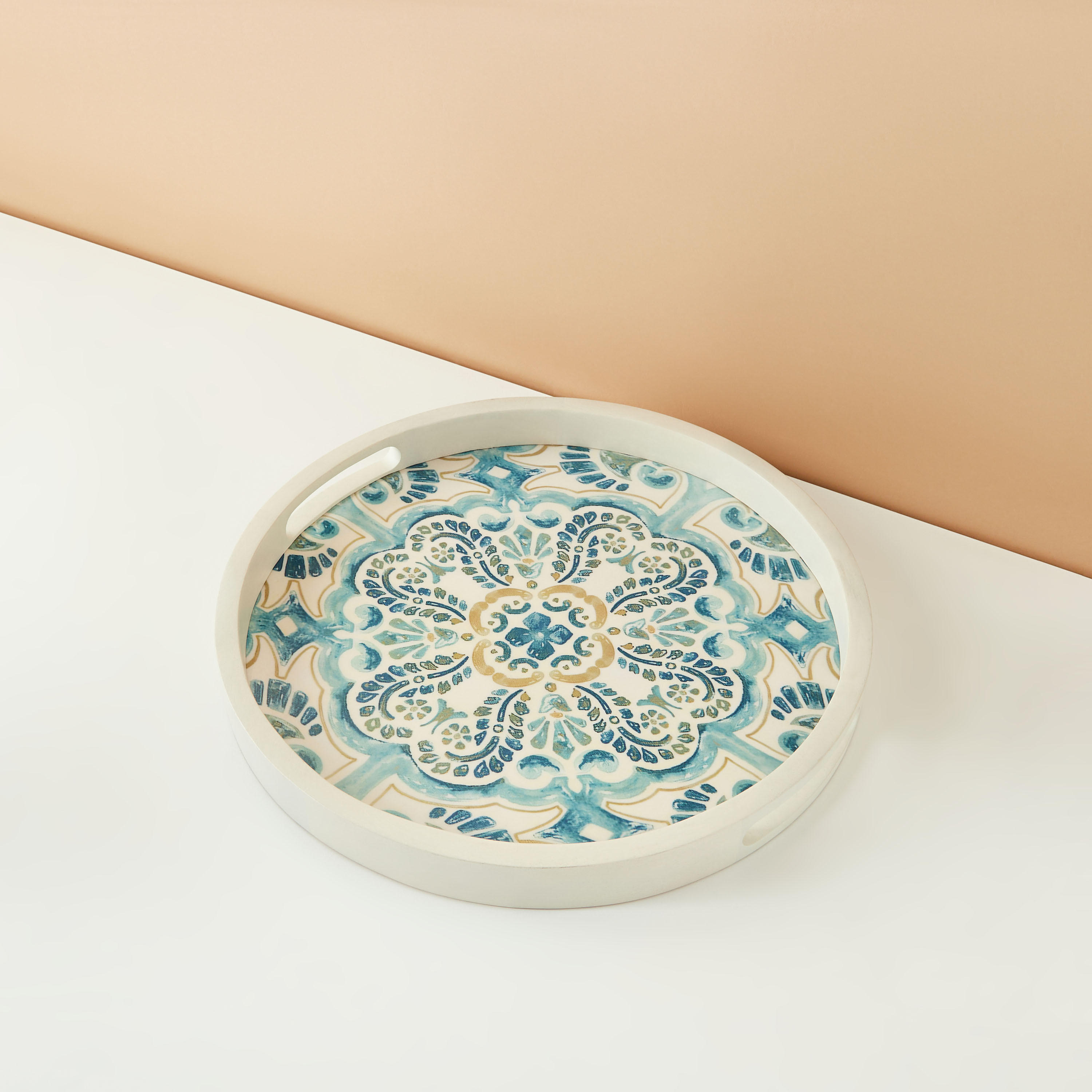 Enamel Coastal Paisley Print Serving Tray - 36 cms-household-dining-serveware-servingtrays-image-3