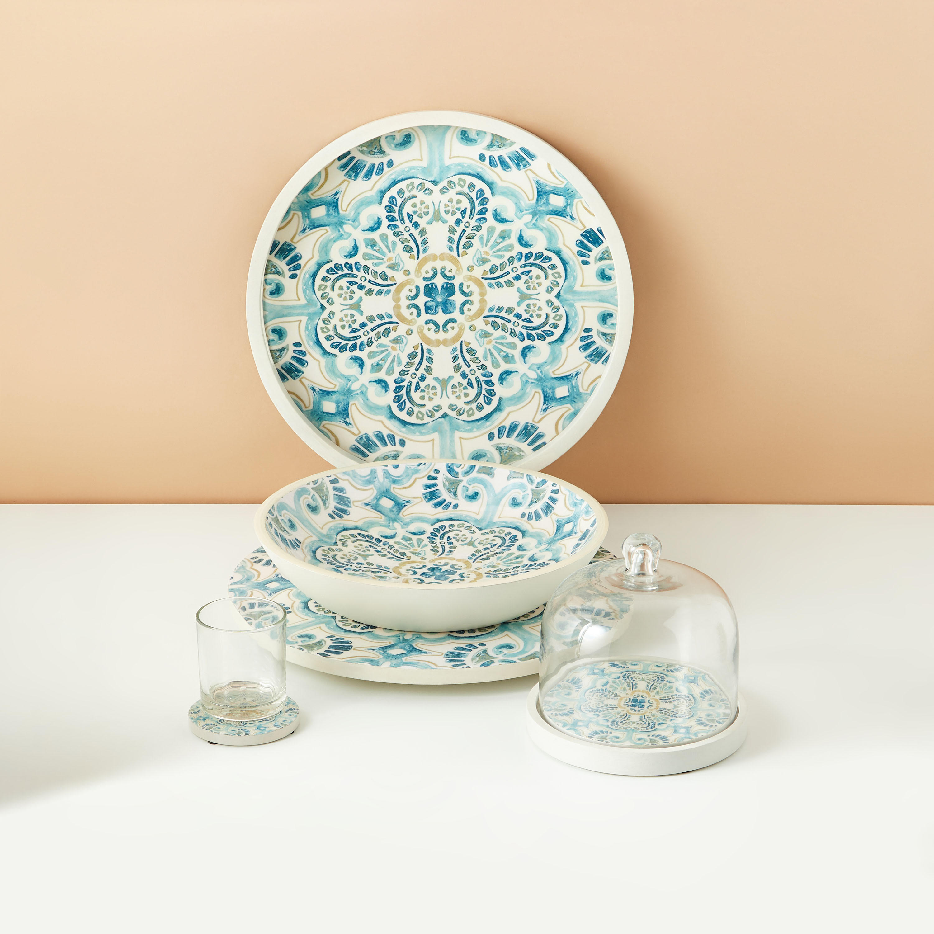 Enamel Coastal Paisley Print Serving Tray - 36 cms-household-dining-serveware-servingtrays-image-6