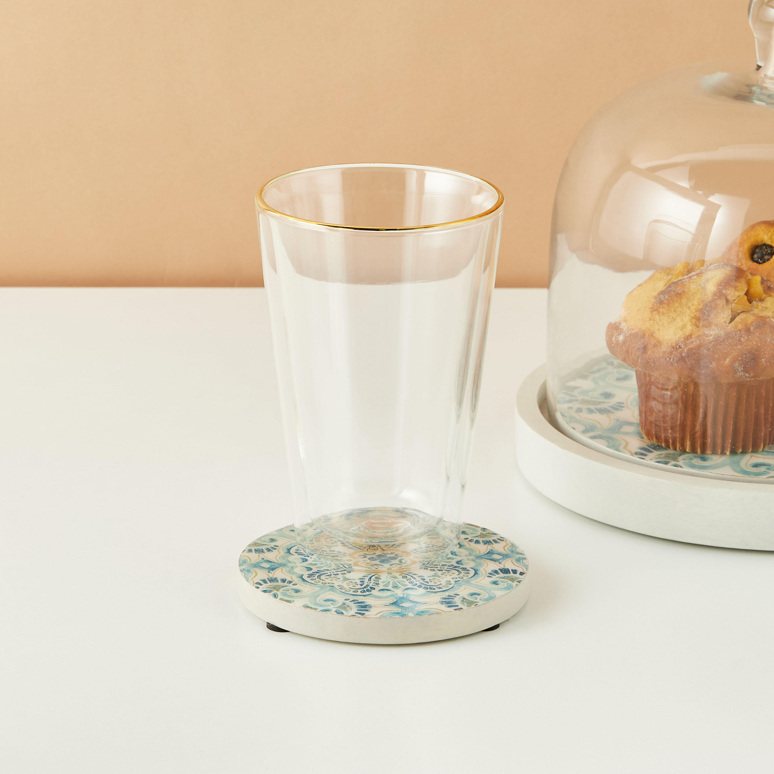 Enamel Coastal Boho 4-Piece Wooden Coaster Set - 10 cms-household-dining-teaandcoffee-teaandcoffeeaccessories-image-1