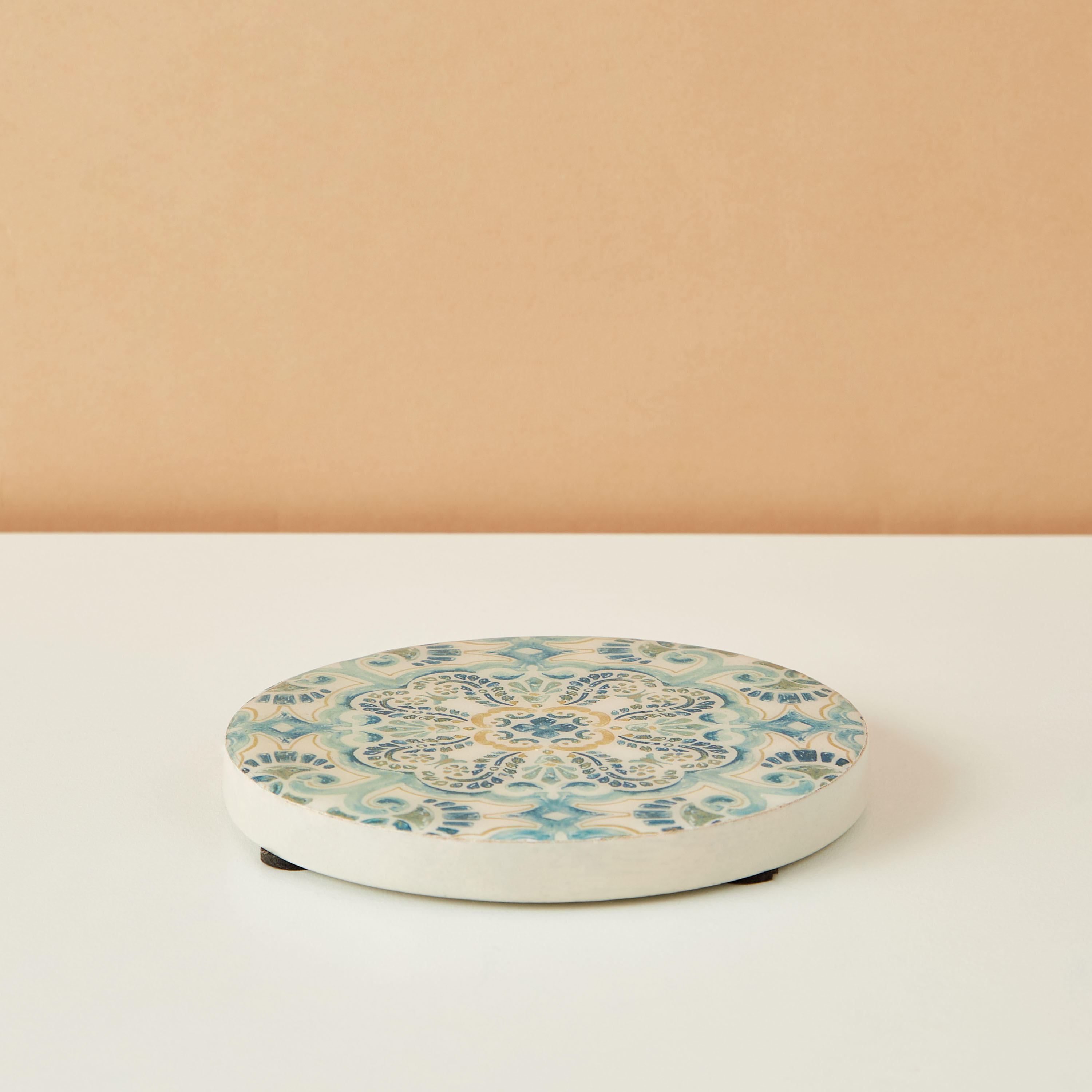 Enamel Coastal Boho 4-Piece Wooden Coaster Set - 10 cms-household-dining-teaandcoffee-teaandcoffeeaccessories-image-2