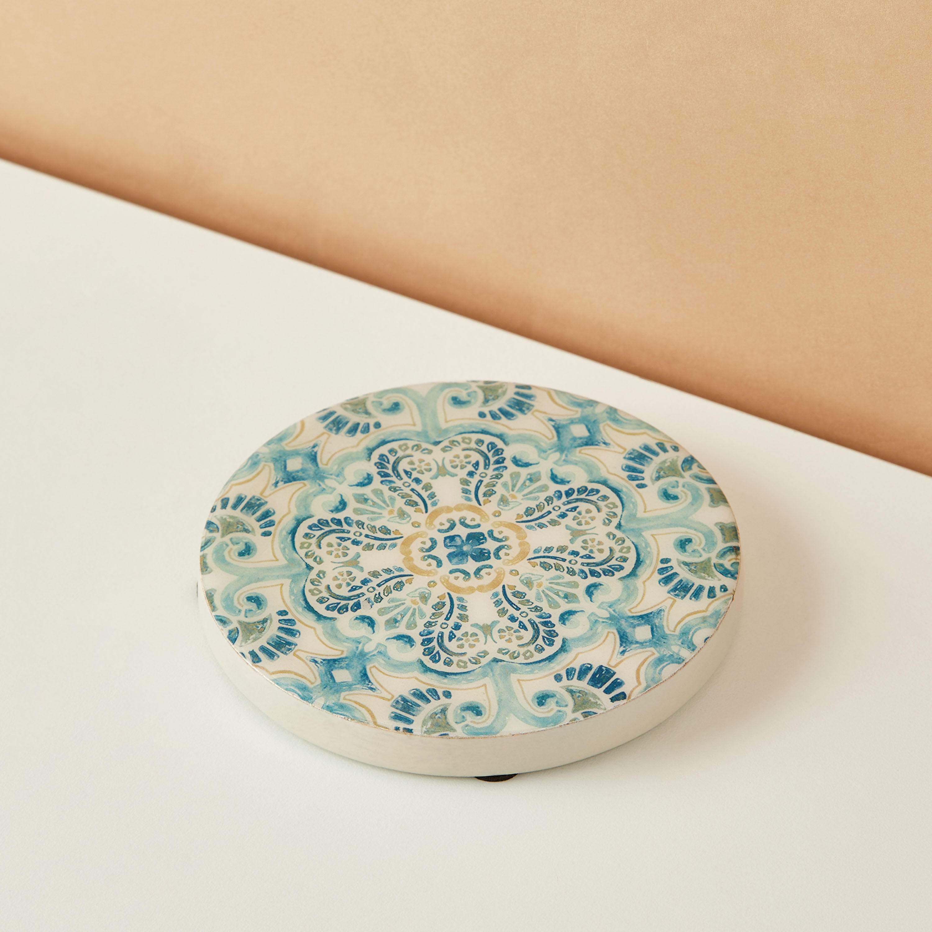 Enamel Coastal Boho 4-Piece Wooden Coaster Set - 10 cms-household-dining-teaandcoffee-teaandcoffeeaccessories-image-3