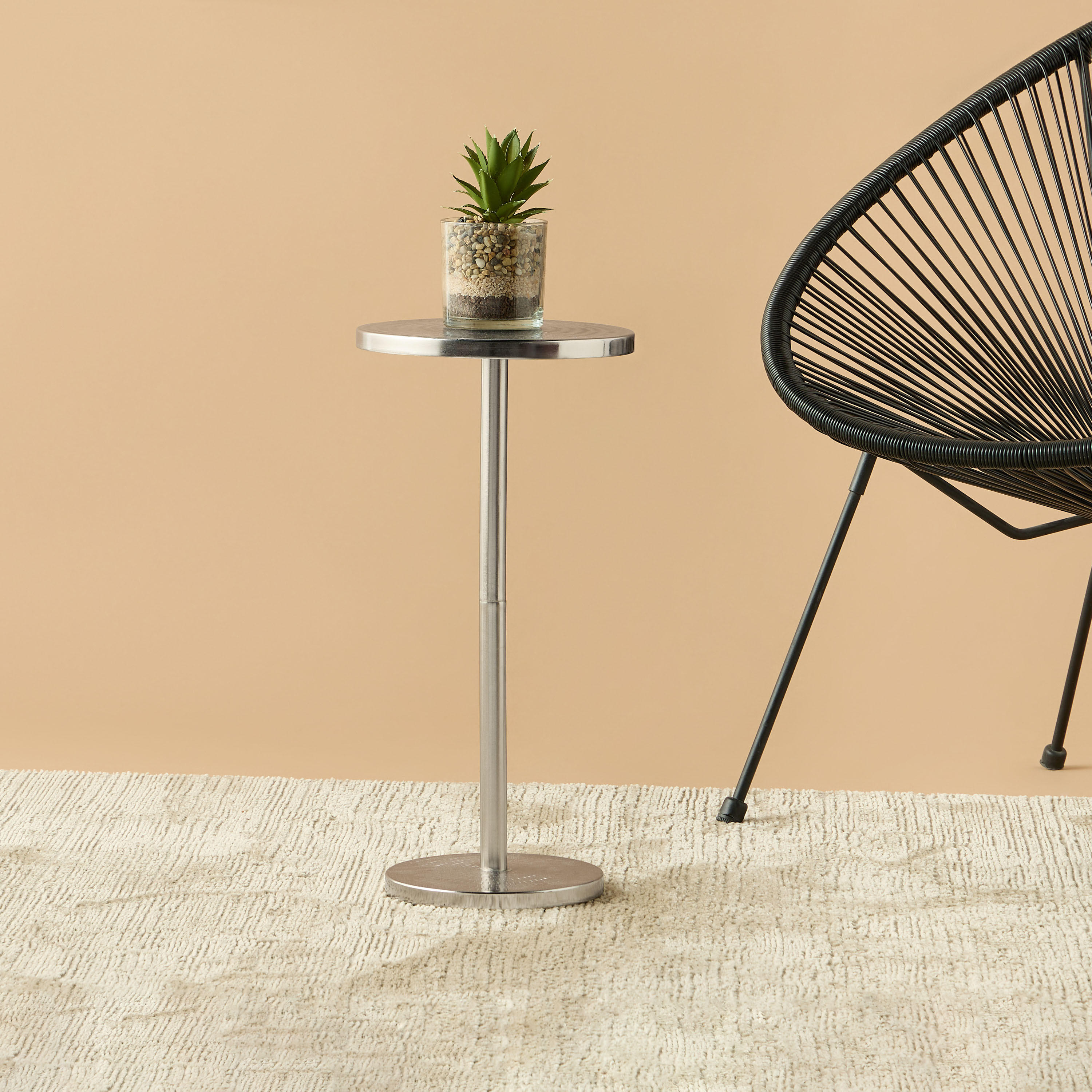 Hammered Side Table with Pedestal Base - 25x25x53 cms-furniture-livingroom-sideandendtables-image-1
