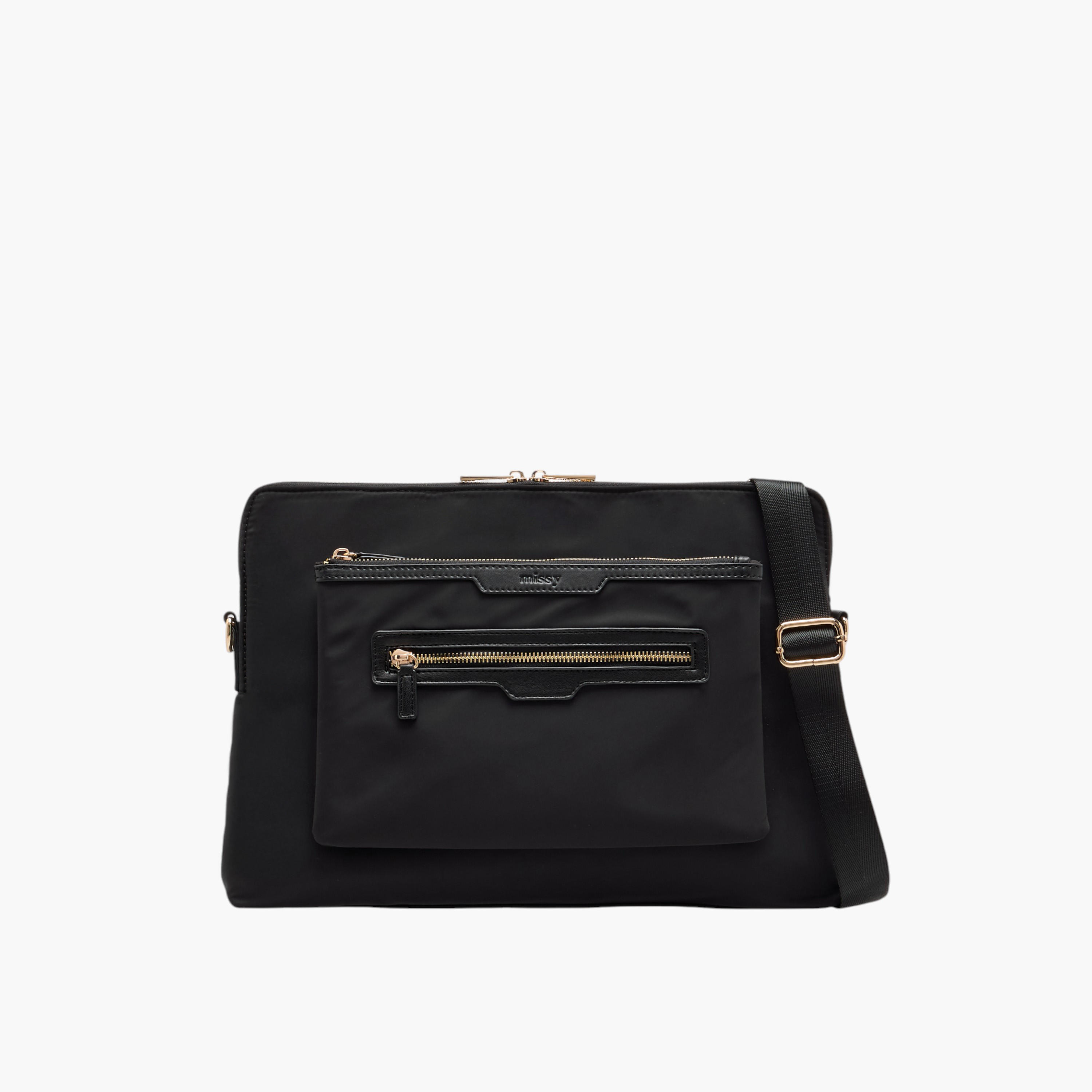 Missy Solid Laptop Bag with Detachable Strap and Zip Closure-women-bagsandwallets-handbags-image-1