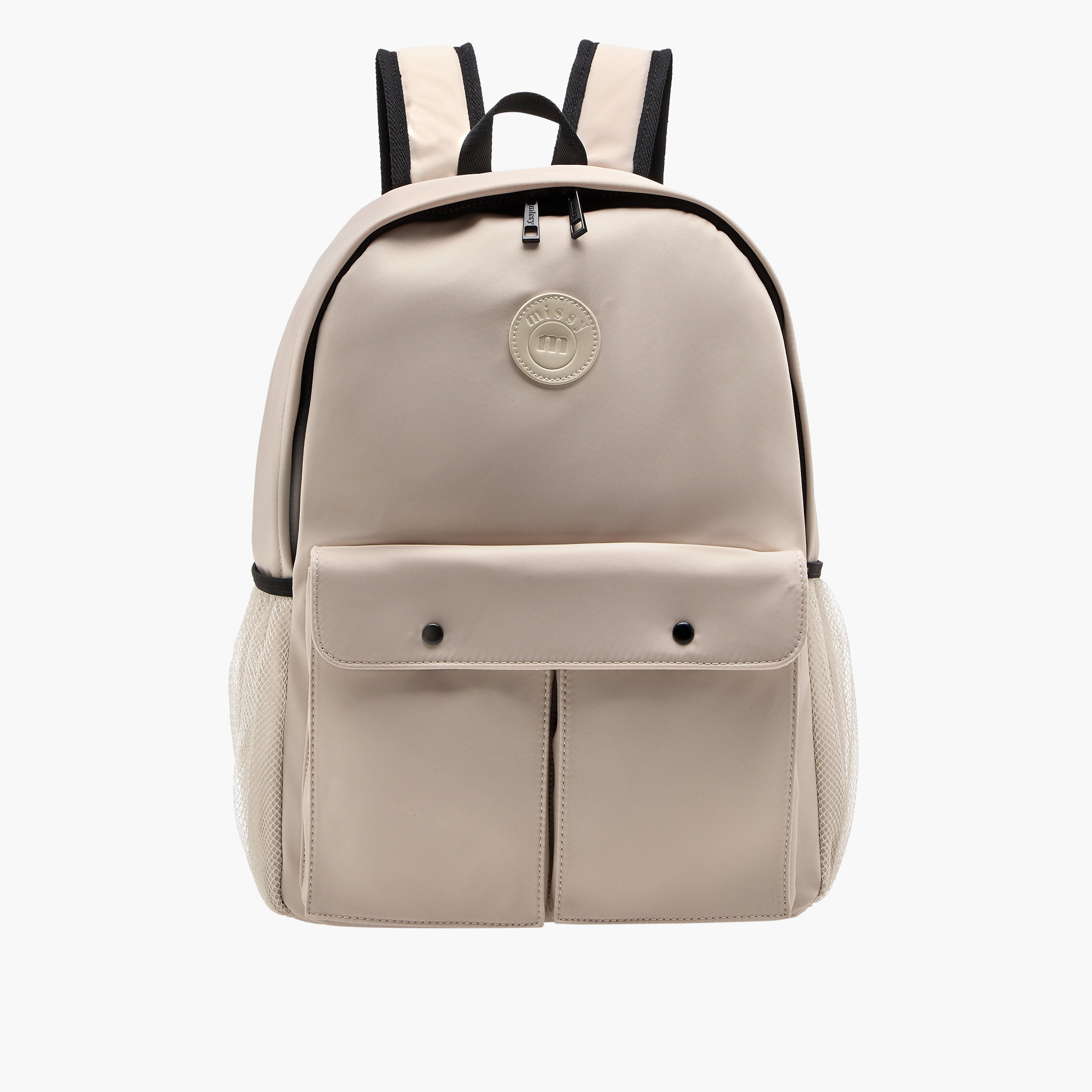 Missy Logo Applique Backpack with Adjustable Straps and Zip Closure-women-bagsandwallets-backpacks-image-1