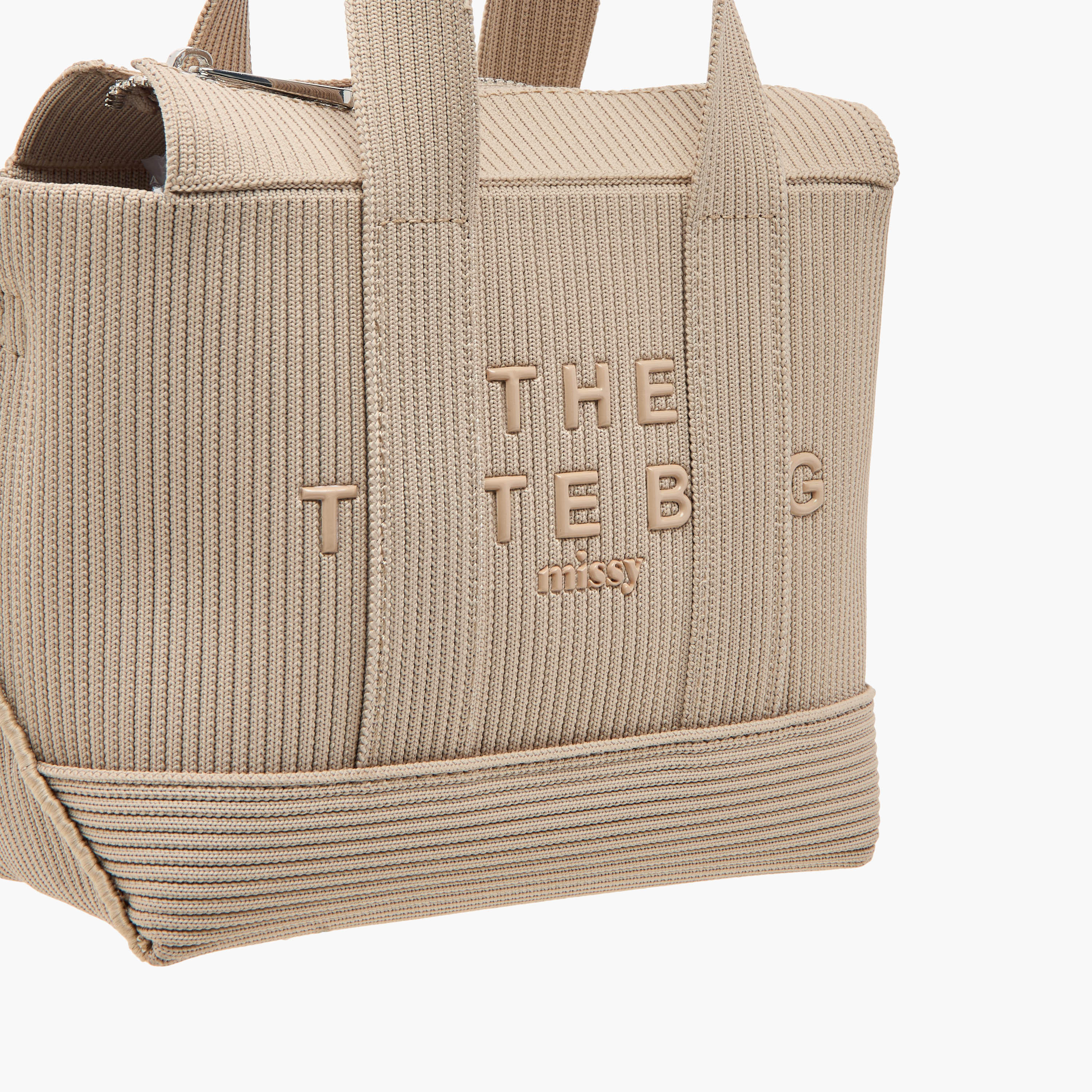 Missy Logo Embossed Mini Tote Bag with Zip Closure and Detachable Strap-women-bagsandwallets-handbags-image-4