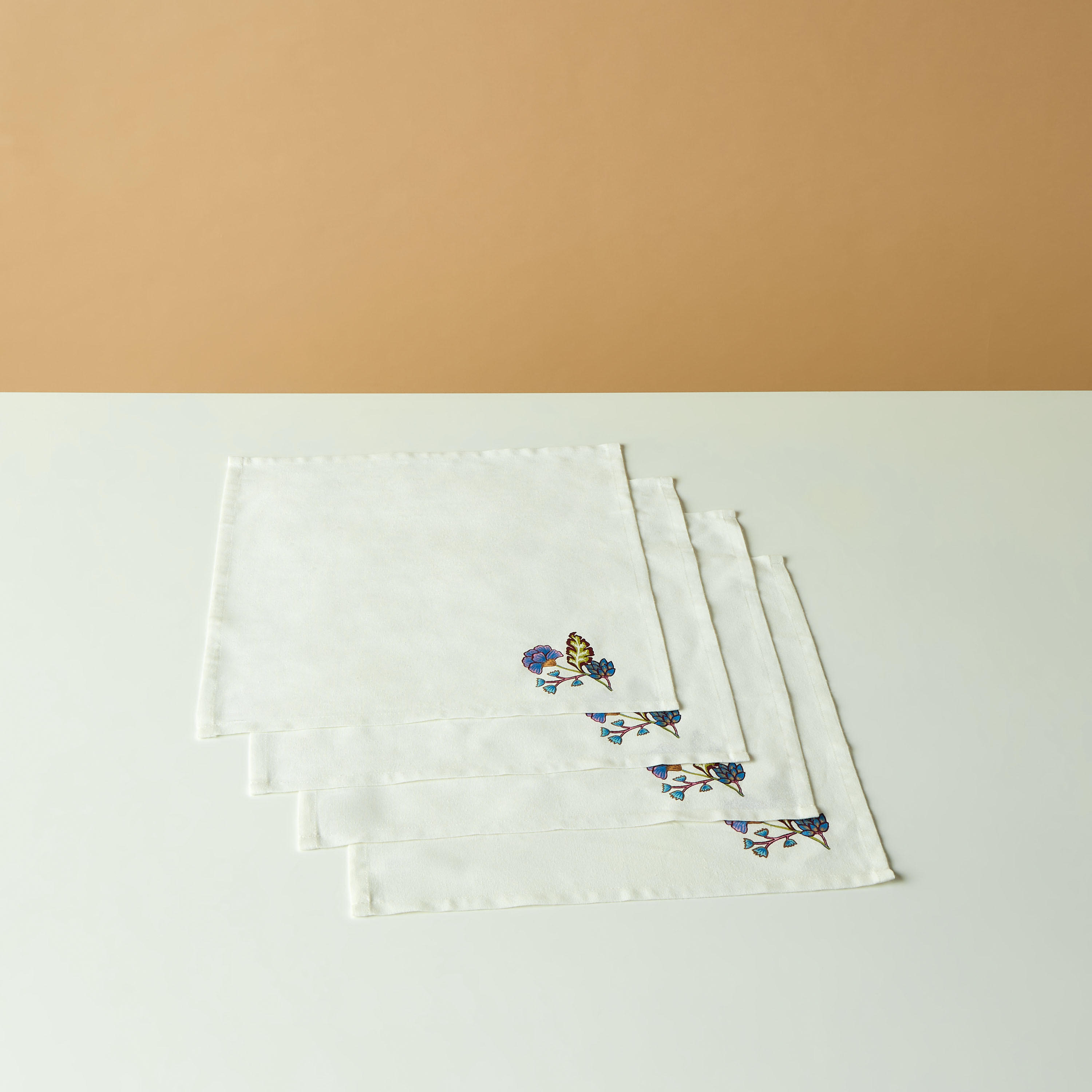 Summer Flower 4-Piece Cotton Napkin Set - 42x42 cms-household-dining-tablelinen-napkinsandaccessories-image-1