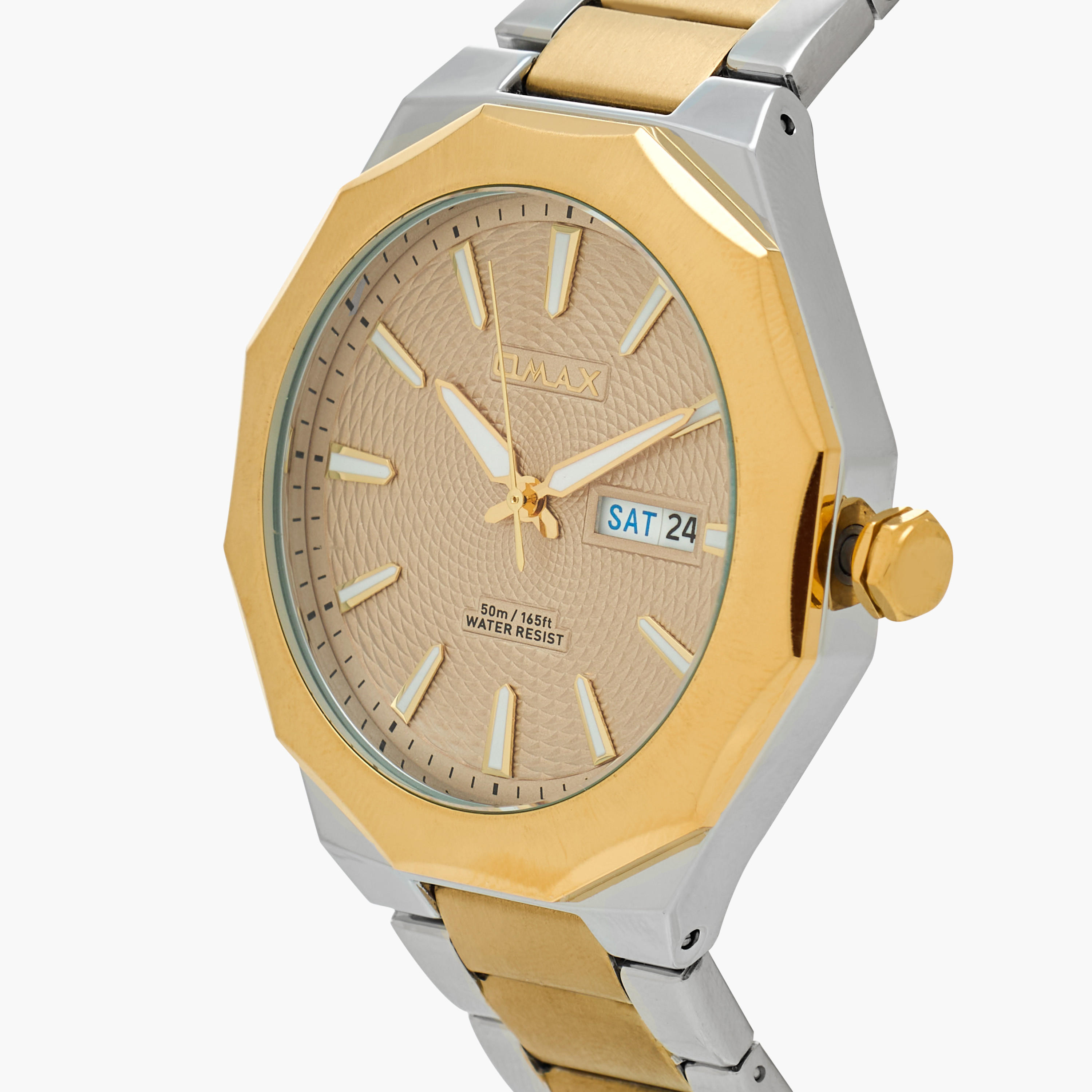 ساعة يد تناظرية بسوار فضي وذهبي للرجال من أوماكس 00BFD001N002-men-watchesandjewellery-watches-image-25