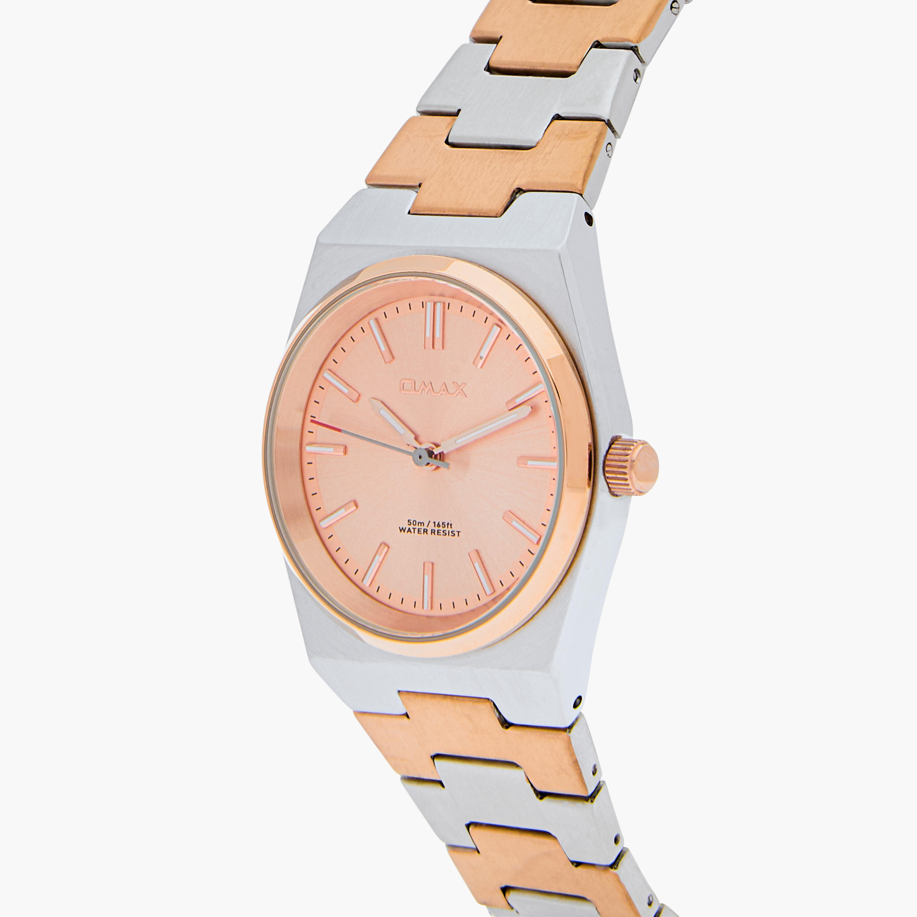 ساعة يد تناظرية بسوار فضي وذهبي وردي للنساء من أوماكس 00ACB106N00F-women-watchesandjewellery-watches-image-4