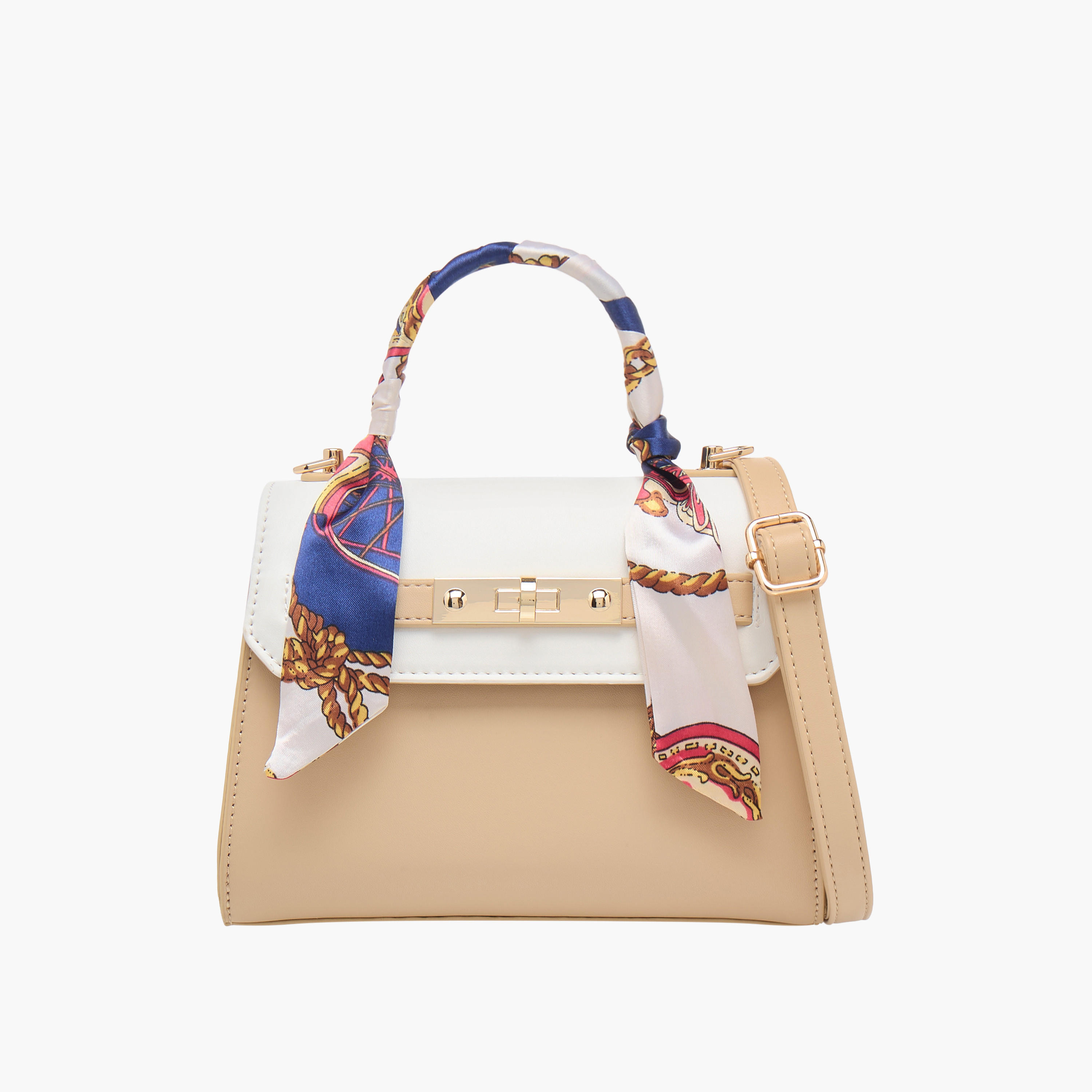 شنطة ساتشيل بتفاصيل وشاح وطيّة إغلاق وحزام قابل للفصل من ساشا-women-bagsandwallets-handbags-image-1
