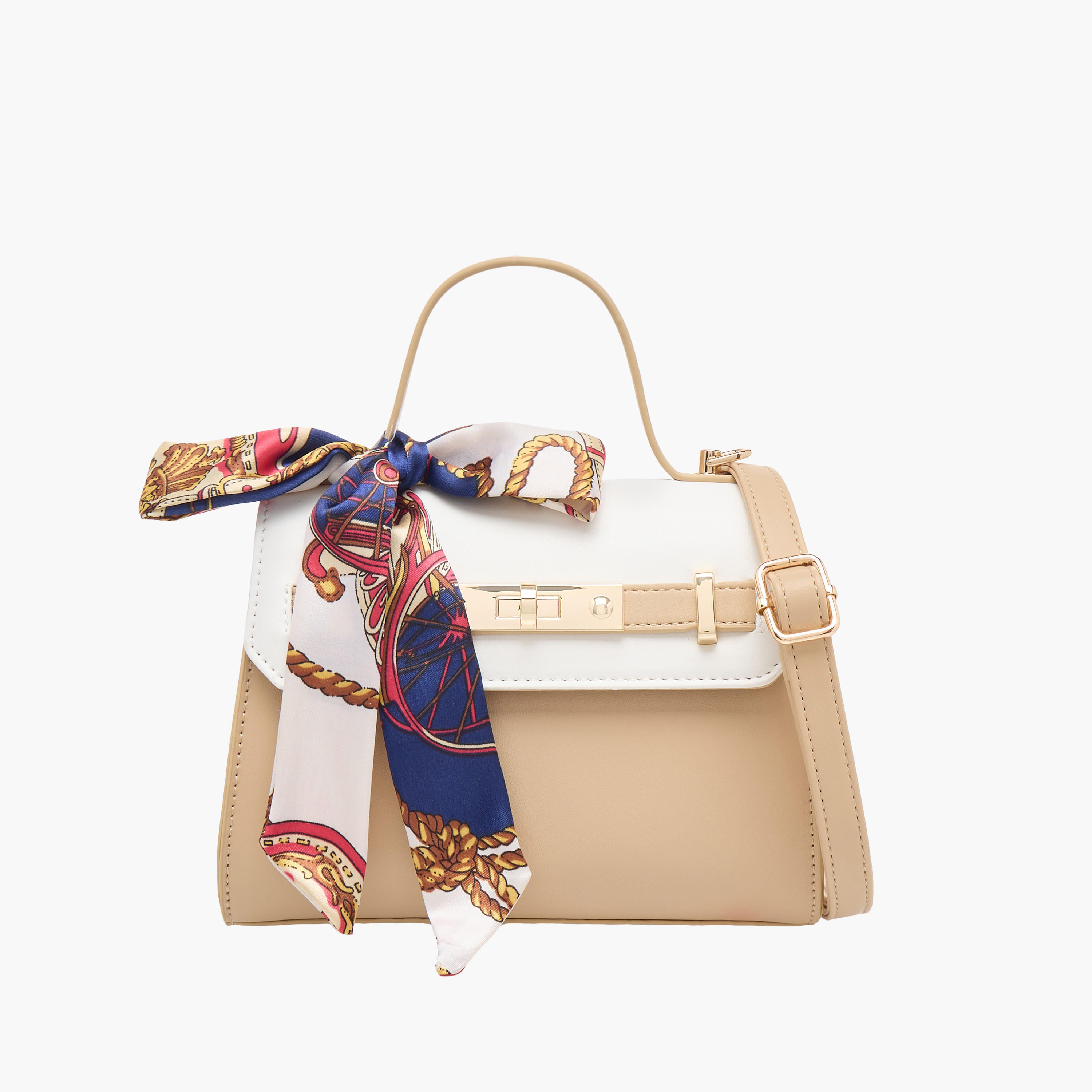 شنطة ساتشيل بتفاصيل وشاح وطيّة إغلاق وحزام قابل للفصل من ساشا-women-bagsandwallets-handbags-image-3