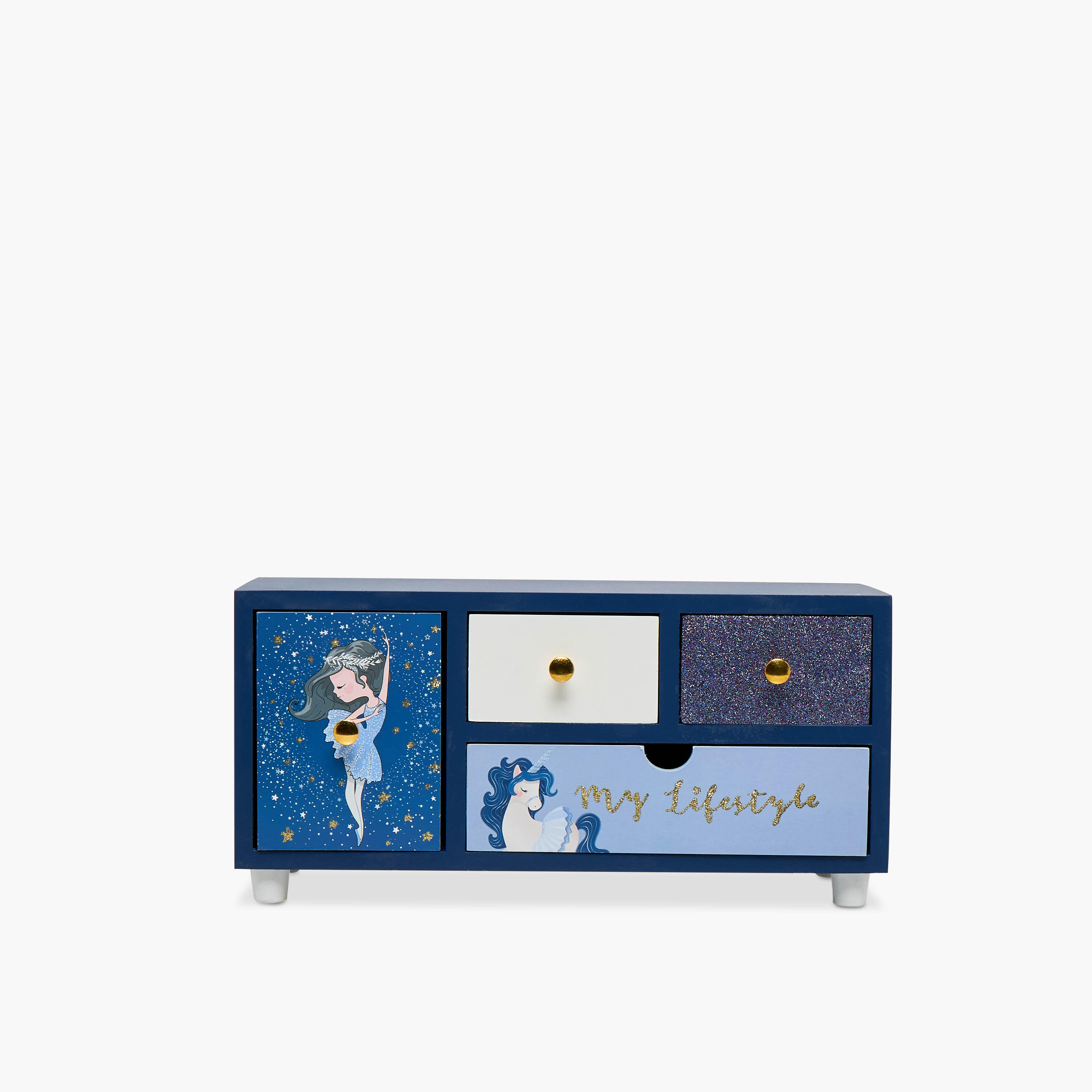 Unicorn Ballerina Print 4-Compartment Jewellery Box - 31x10x16 cms-women-watchesandjewellery-jewellery-storage-image-1