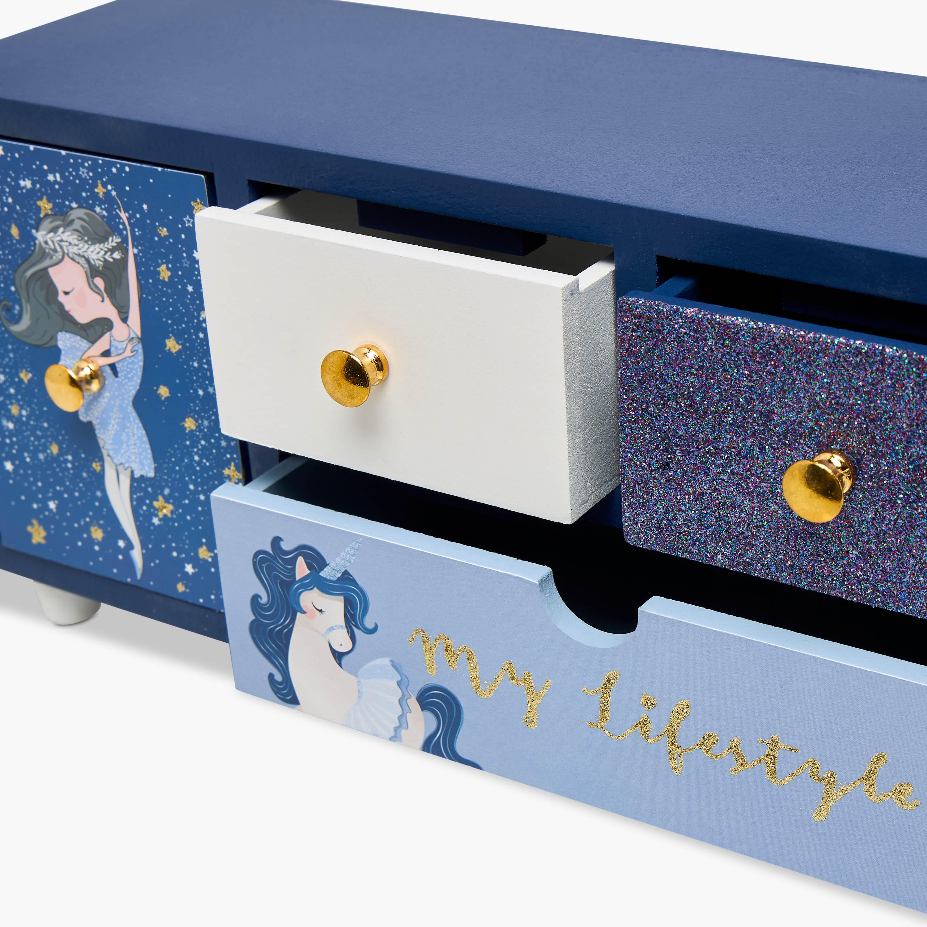 Unicorn Ballerina Print 4-Compartment Jewellery Box - 31x10x16 cms-women-watchesandjewellery-jewellery-storage-image-3