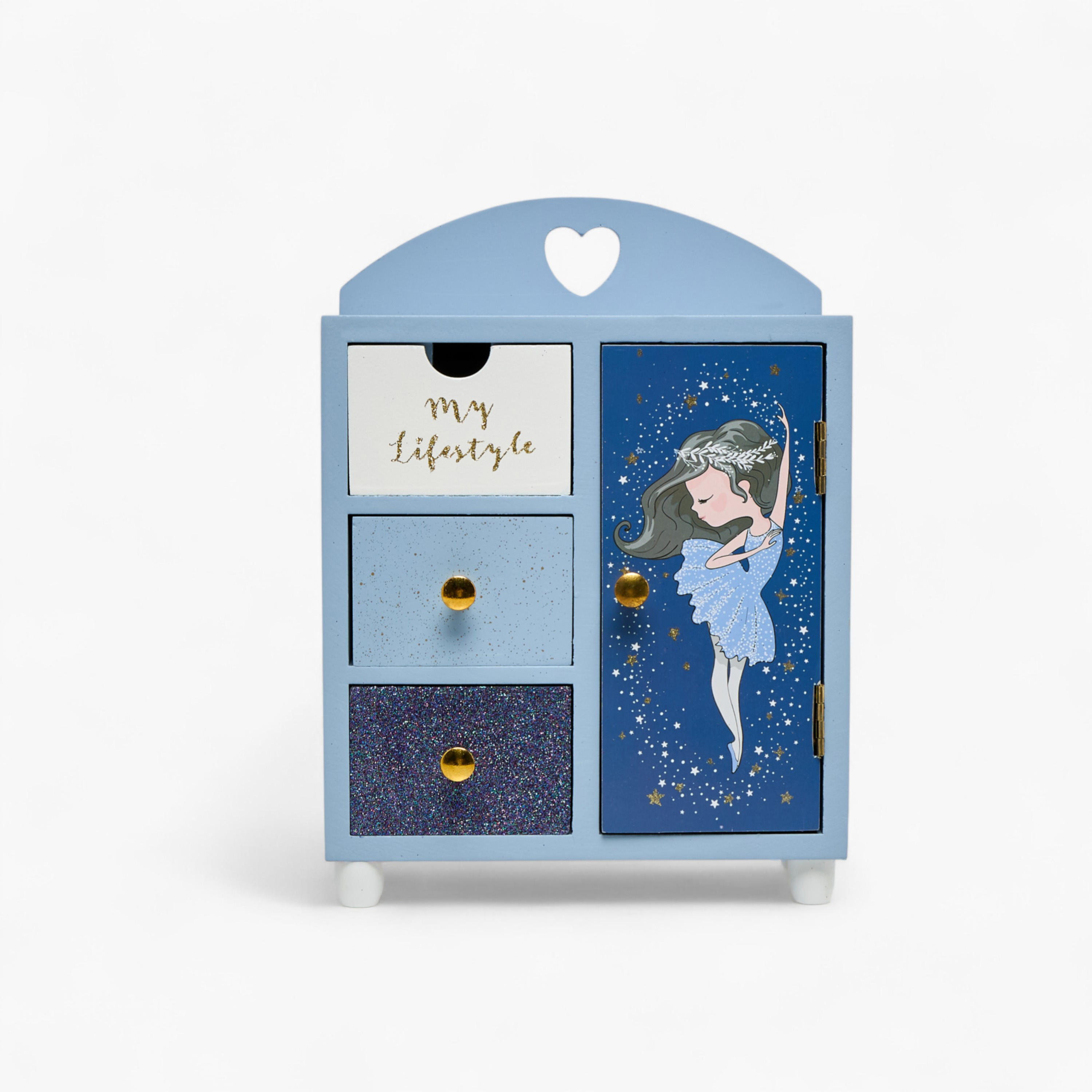 Ballerina Print 4-Compartment Standing Jewellery Box - 18x10x25 cms-women-watchesandjewellery-jewellery-storage-image-1