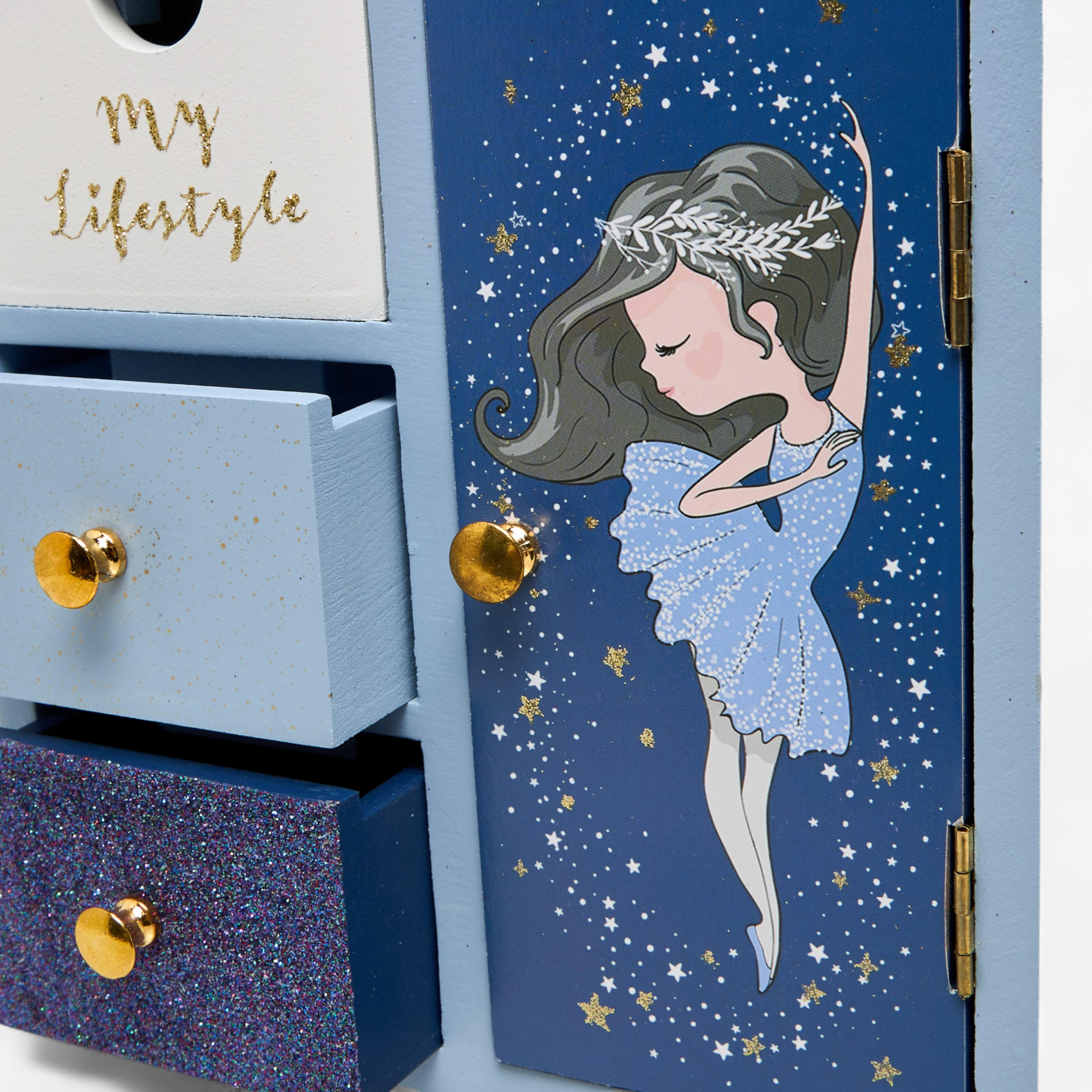 Ballerina Print 4-Compartment Standing Jewellery Box - 18x10x25 cms-women-watchesandjewellery-jewellery-storage-image-5