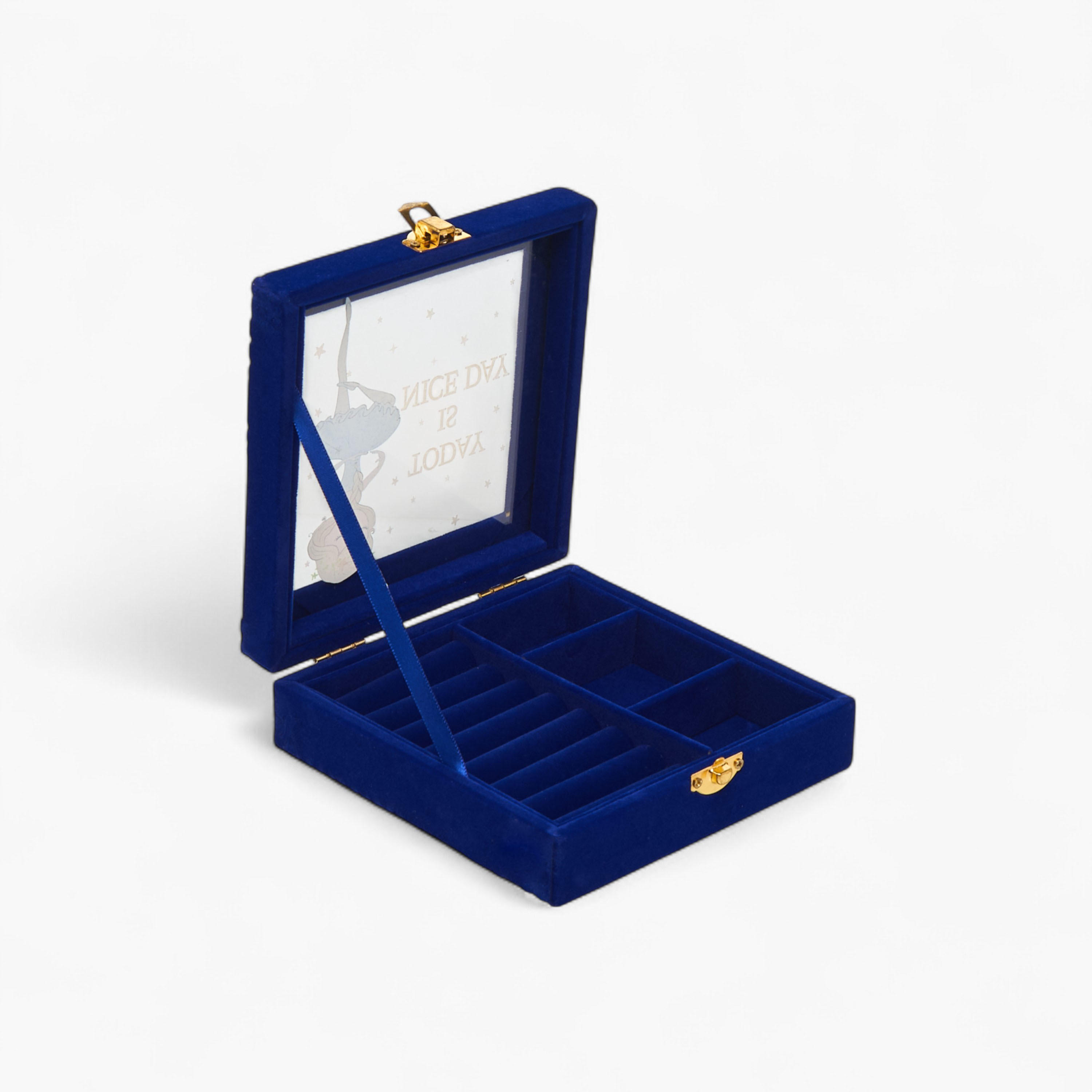 Ballerina Print Velvet Jewellery Box - 15x15x5 cms-women-watchesandjewellery-jewellery-storage-image-2