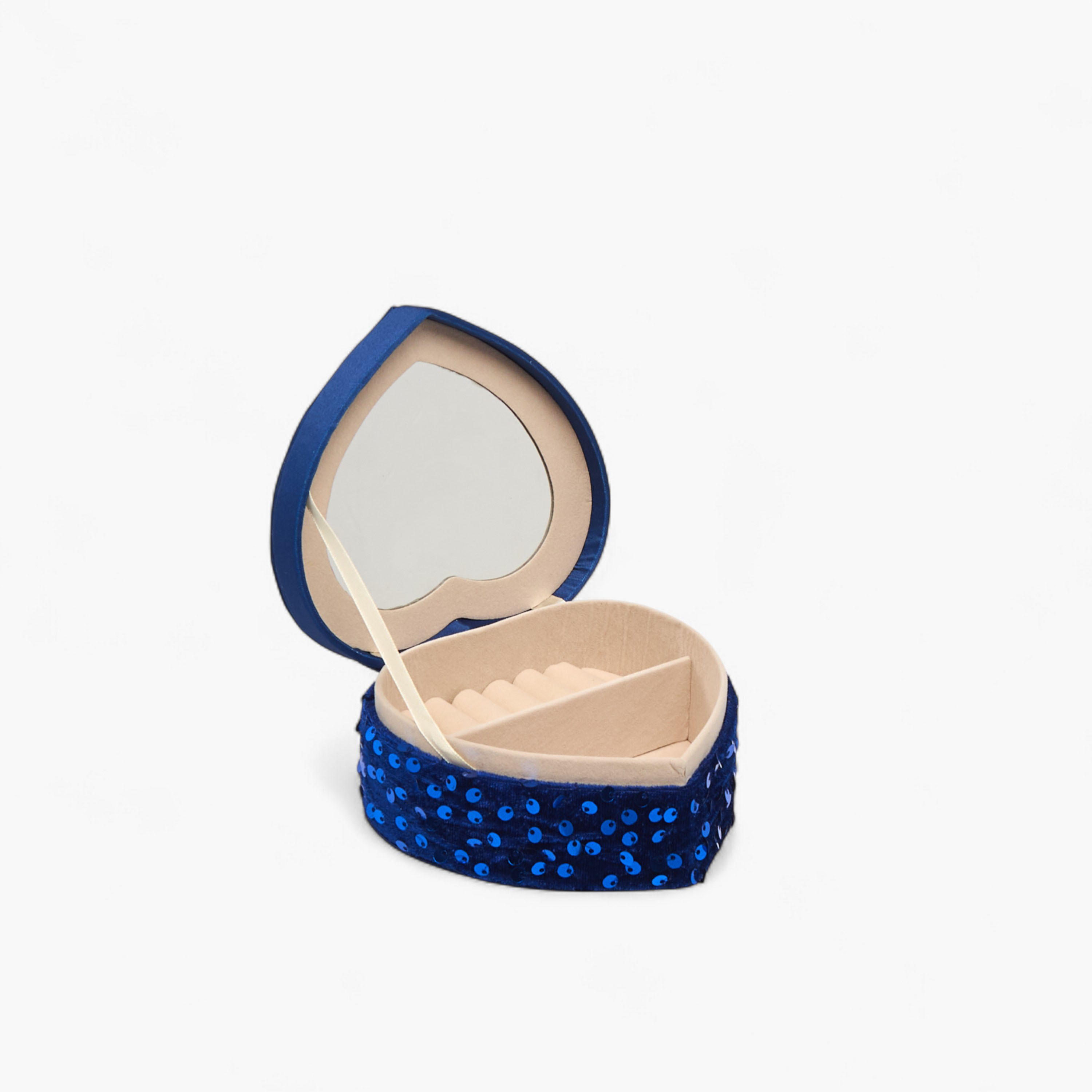 Sequin Embellished Heart Shape Jewellry Box - 13x12x6 cms-women-watchesandjewellery-jewellery-storage-image-2