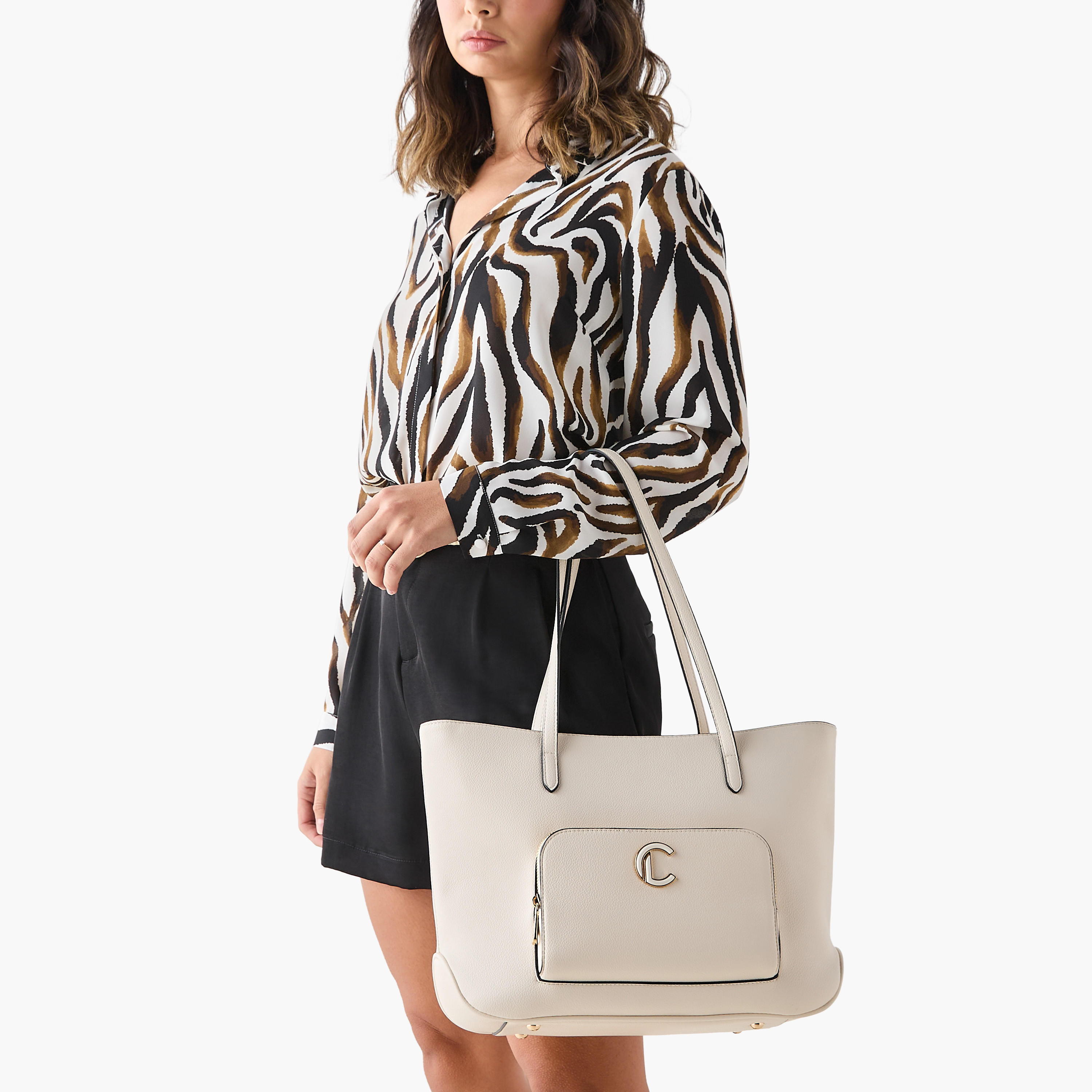 شنطة توتي بارزة الملمس بسحاب إغلاق ومقابض مزدوجة من لو كونفورت-women-bagsandwallets-handbags-image-2