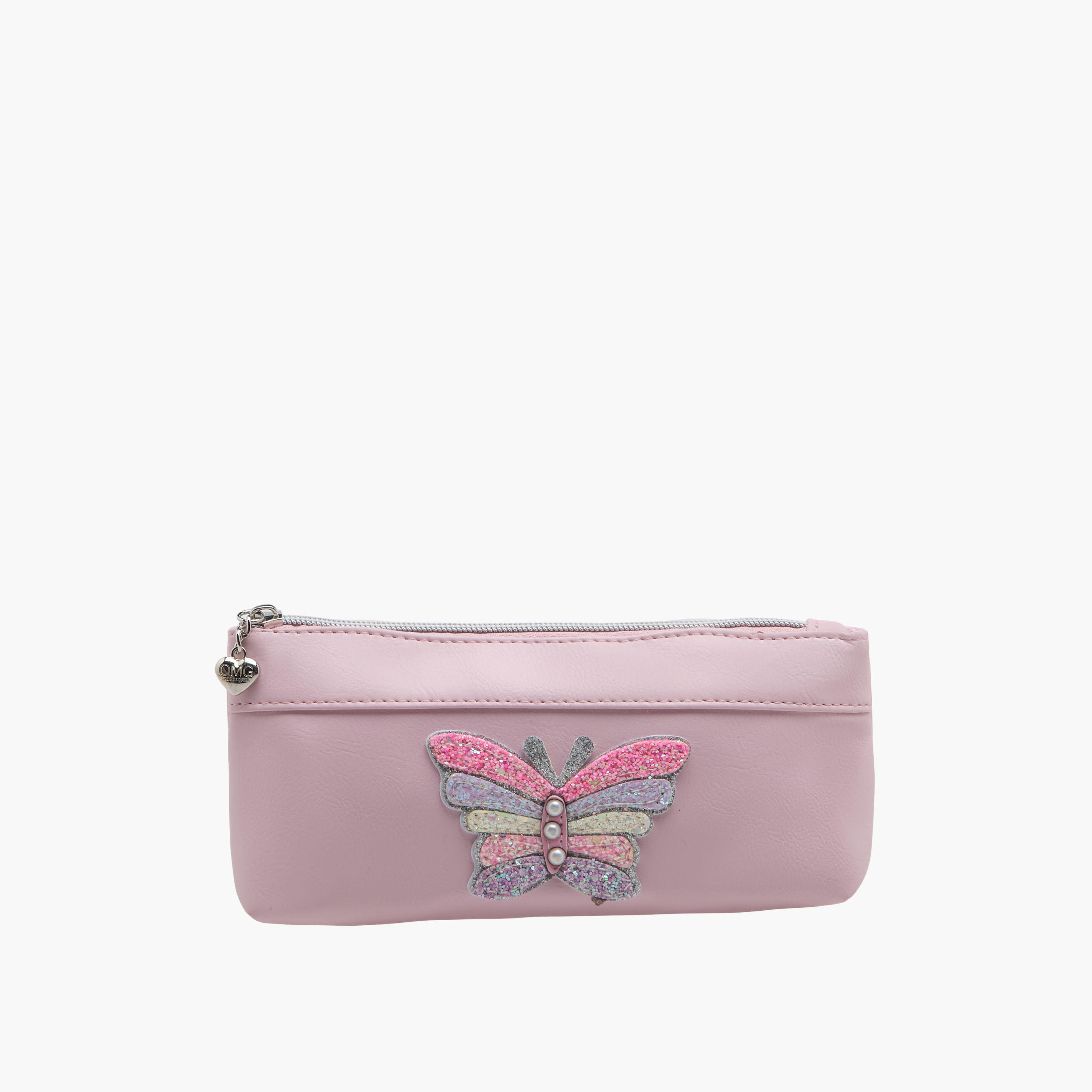 OMG Butterfly Applique Pencil Pouch with Zip Closure-school-stationery-pencilcases-image-1