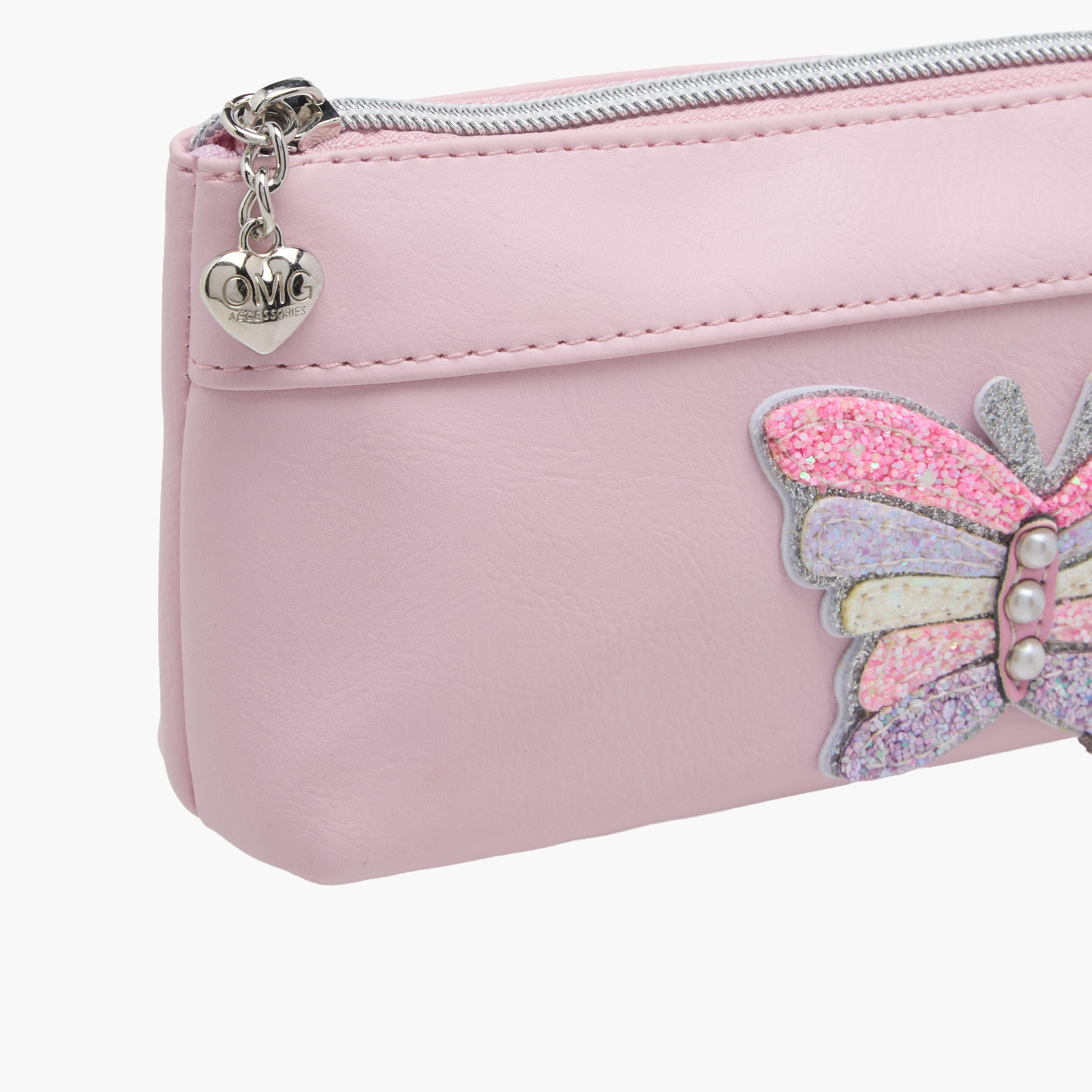 OMG Butterfly Applique Pencil Pouch with Zip Closure-school-stationery-pencilcases-image-4