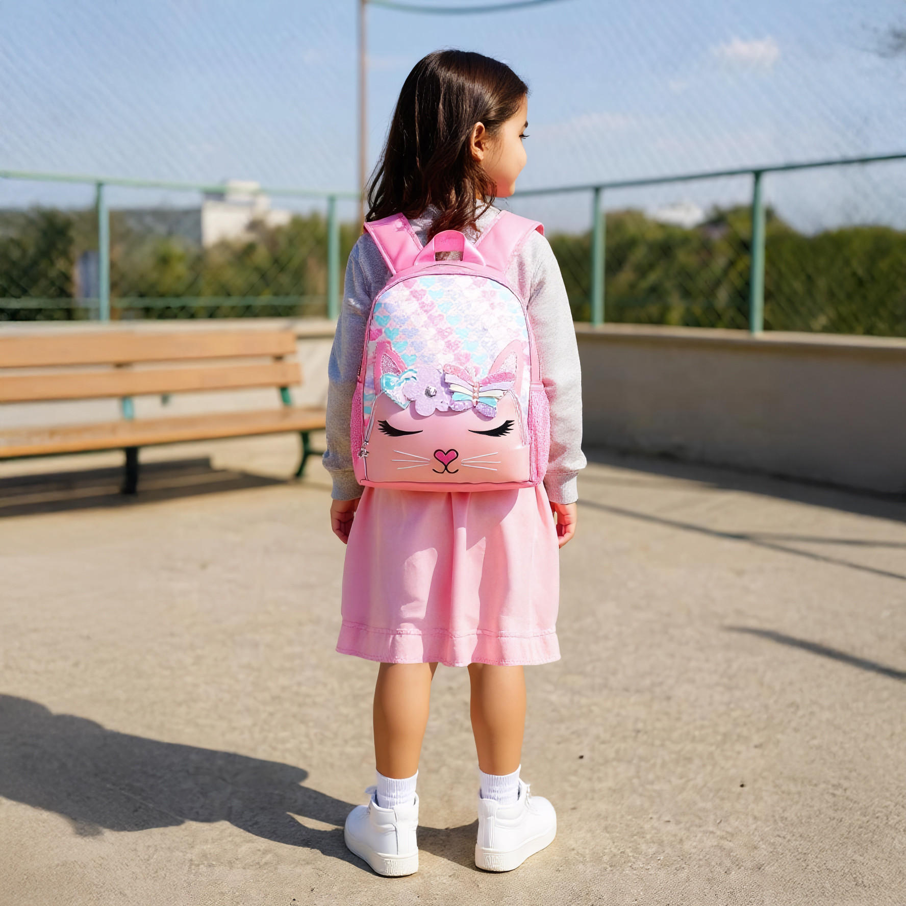 OMG Applique Detail 16 inch Backpack with Adjustable Straps and Zip Closure - 31x10x39 cms-school-bagsandbackpacks-backpacks-image-3