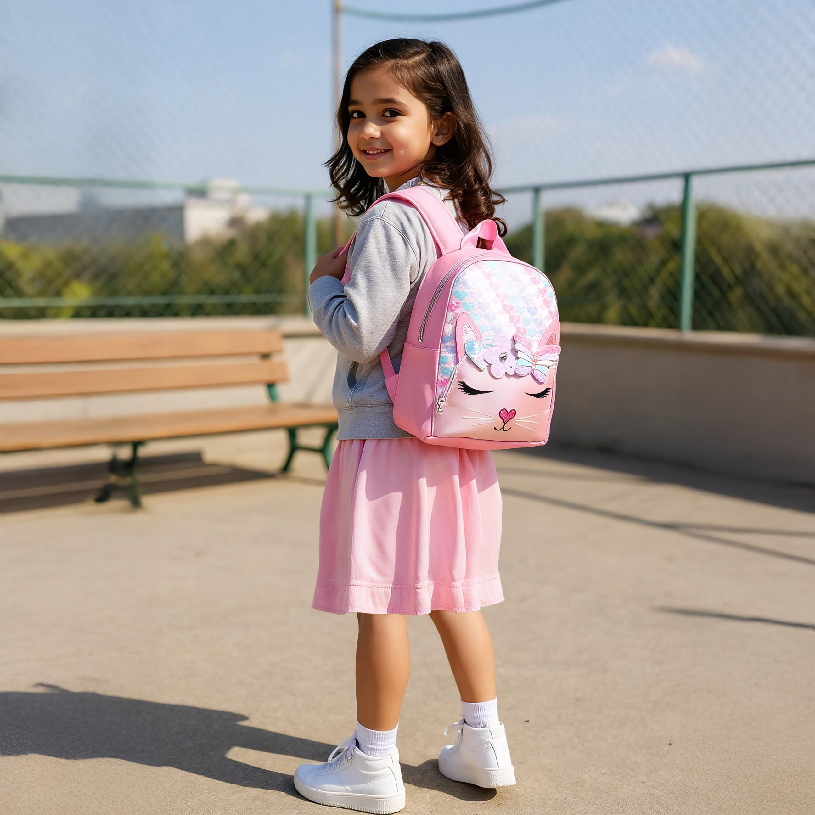 OMG Applique Detail 16 inch Backpack with Adjustable Straps and Zip Closure - 31x10x39 cms-school-bagsandbackpacks-backpacks-image-2