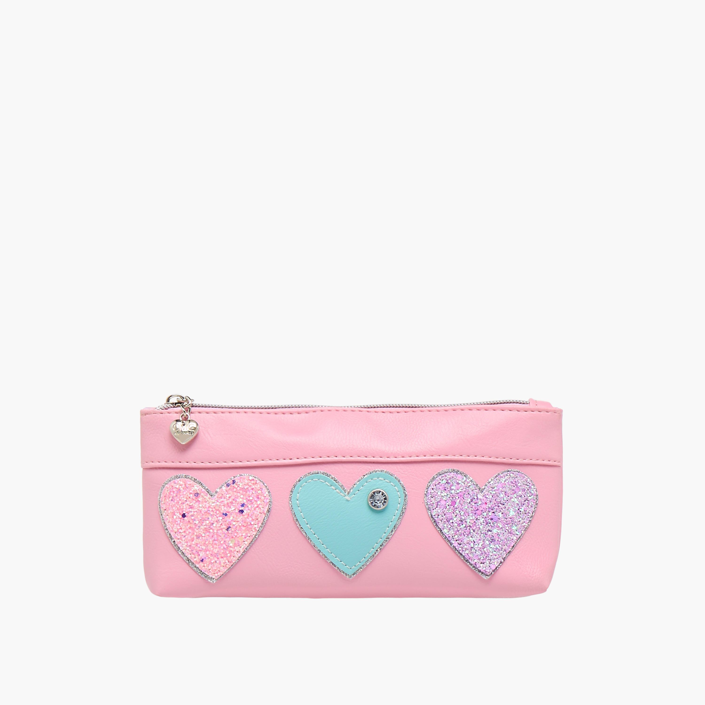OMG Heart Applique Pencil Pouch with Zip Closure-school-stationery-pencilcases-image-1
