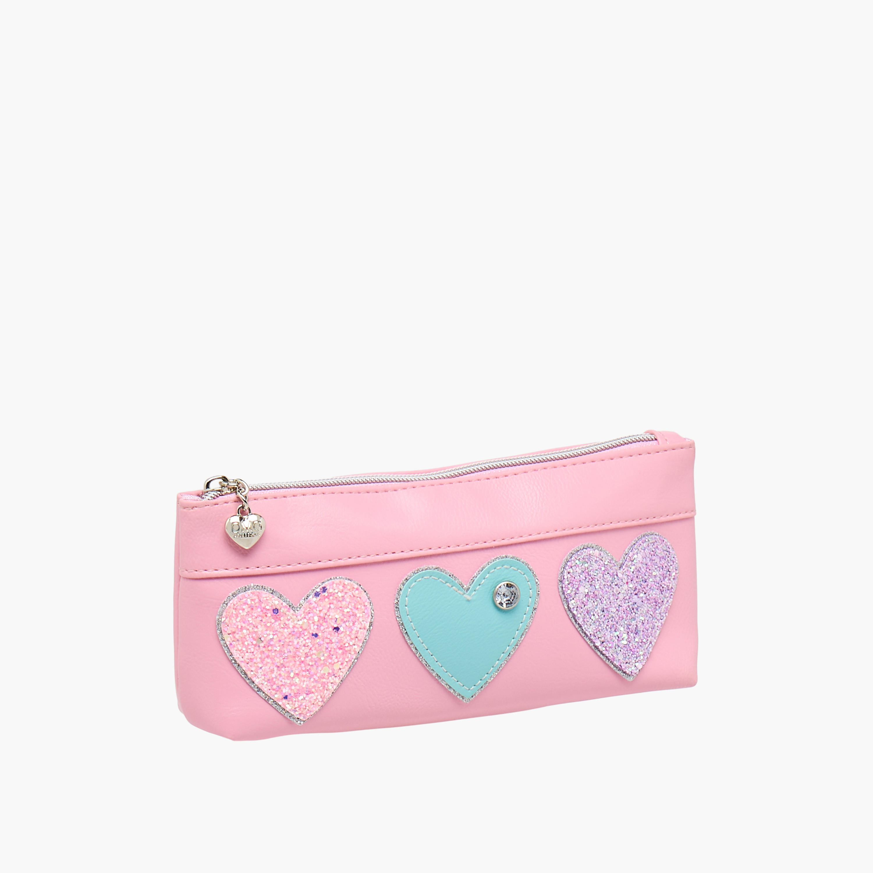 OMG Heart Applique Pencil Pouch with Zip Closure-school-stationery-pencilcases-image-2