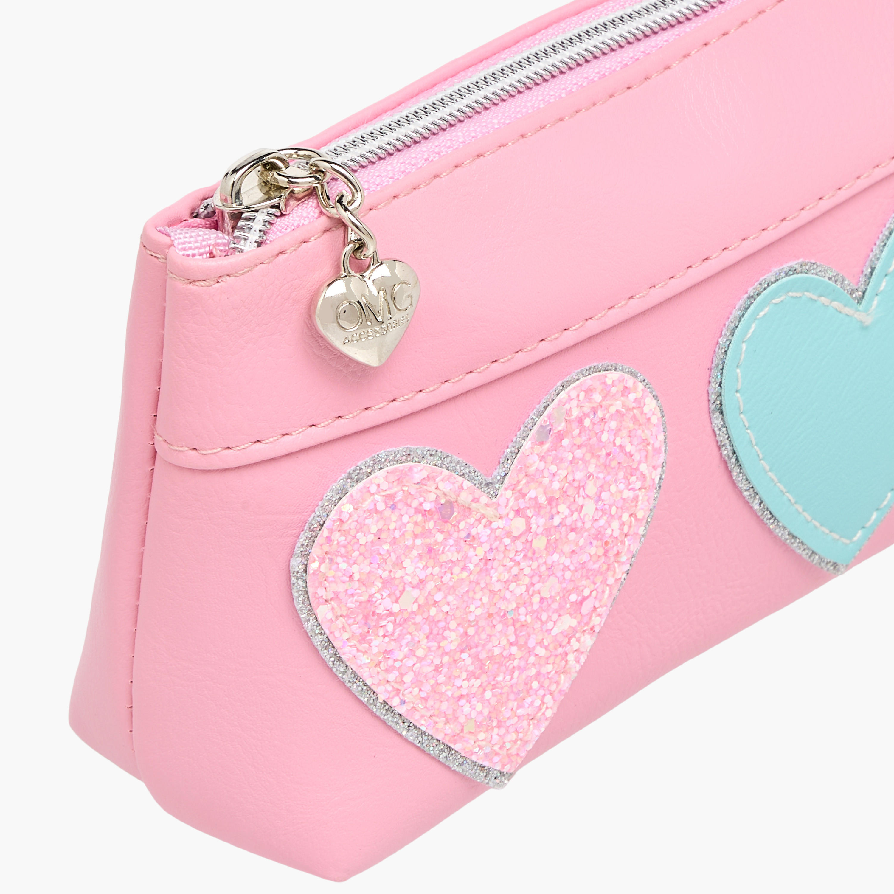 OMG Heart Applique Pencil Pouch with Zip Closure-school-stationery-pencilcases-image-4