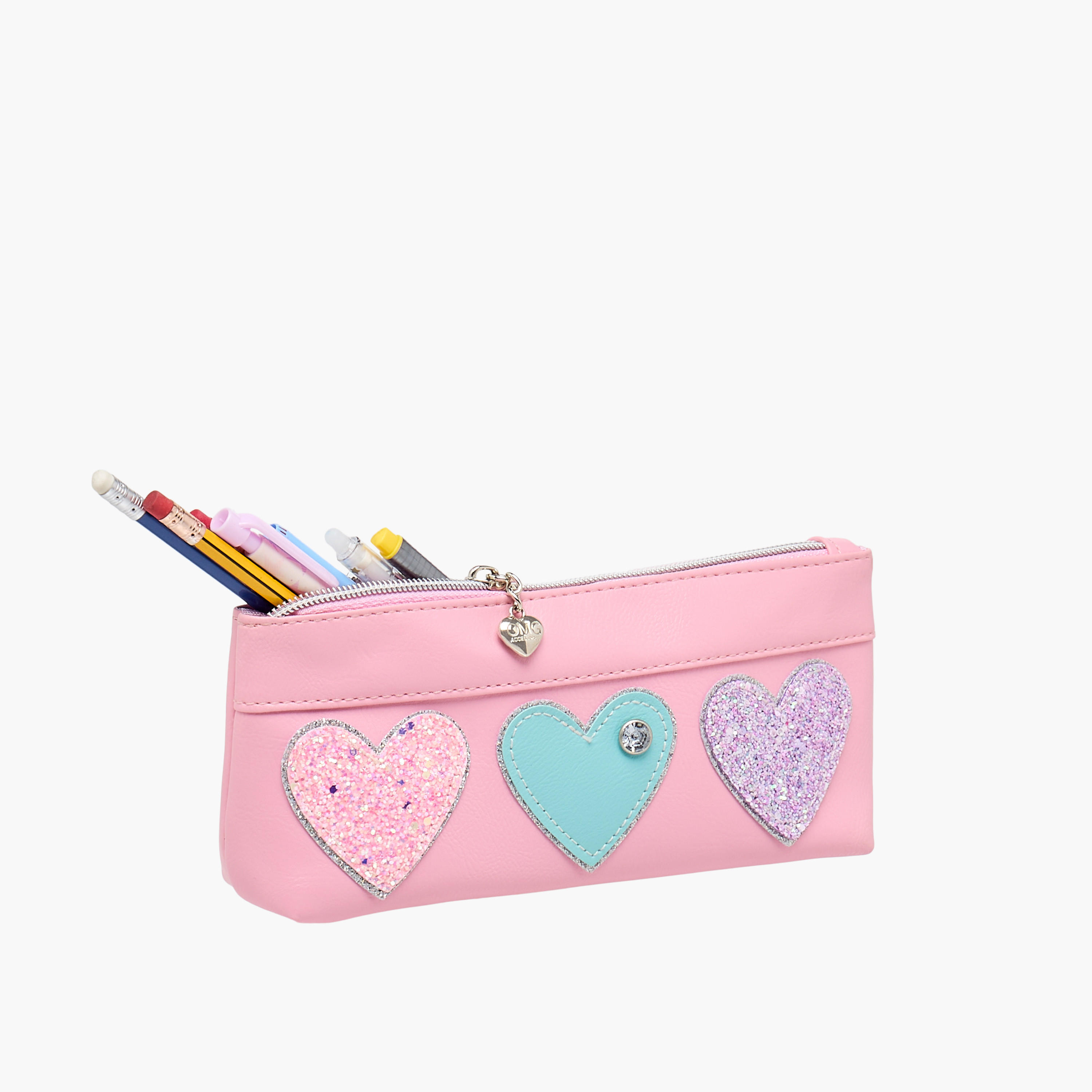 OMG Heart Applique Pencil Pouch with Zip Closure-school-stationery-pencilcases-image-5