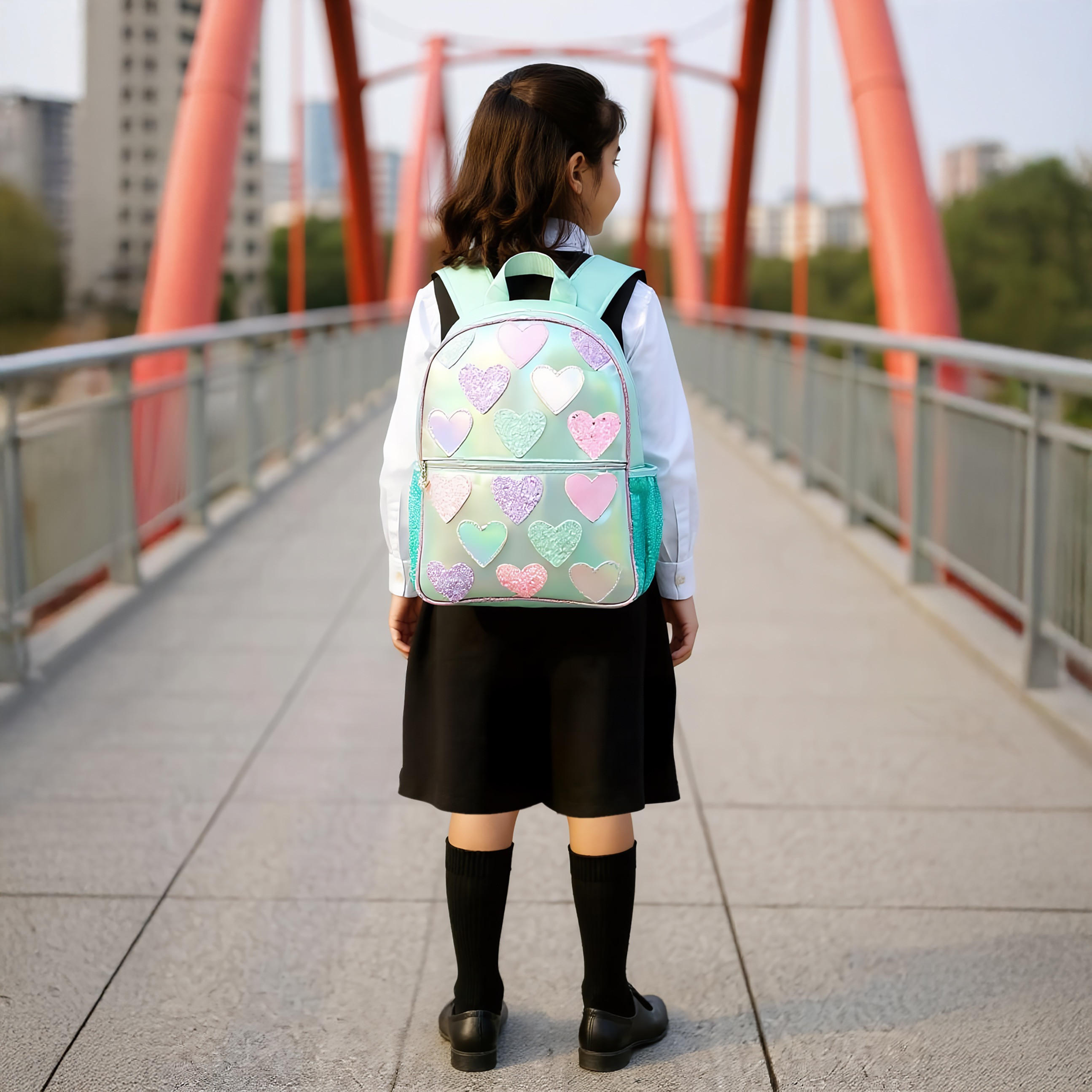 OMG Heart Applique 15.5-inch Backpack with Adjustable Straps and Zip Closure - 31x10x39 cms-school-bagsandbackpacks-backpacks-image-3