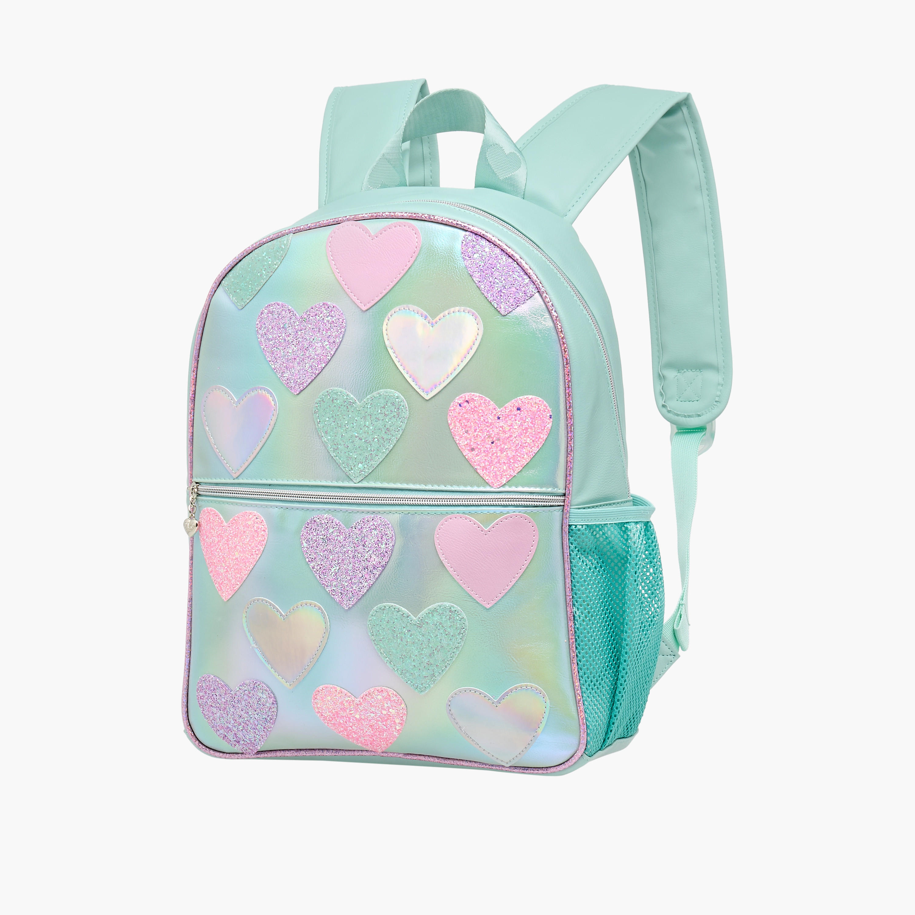 OMG Heart Applique 15.5-inch Backpack with Adjustable Straps and Zip Closure - 31x10x39 cms-school-bagsandbackpacks-backpacks-image-4