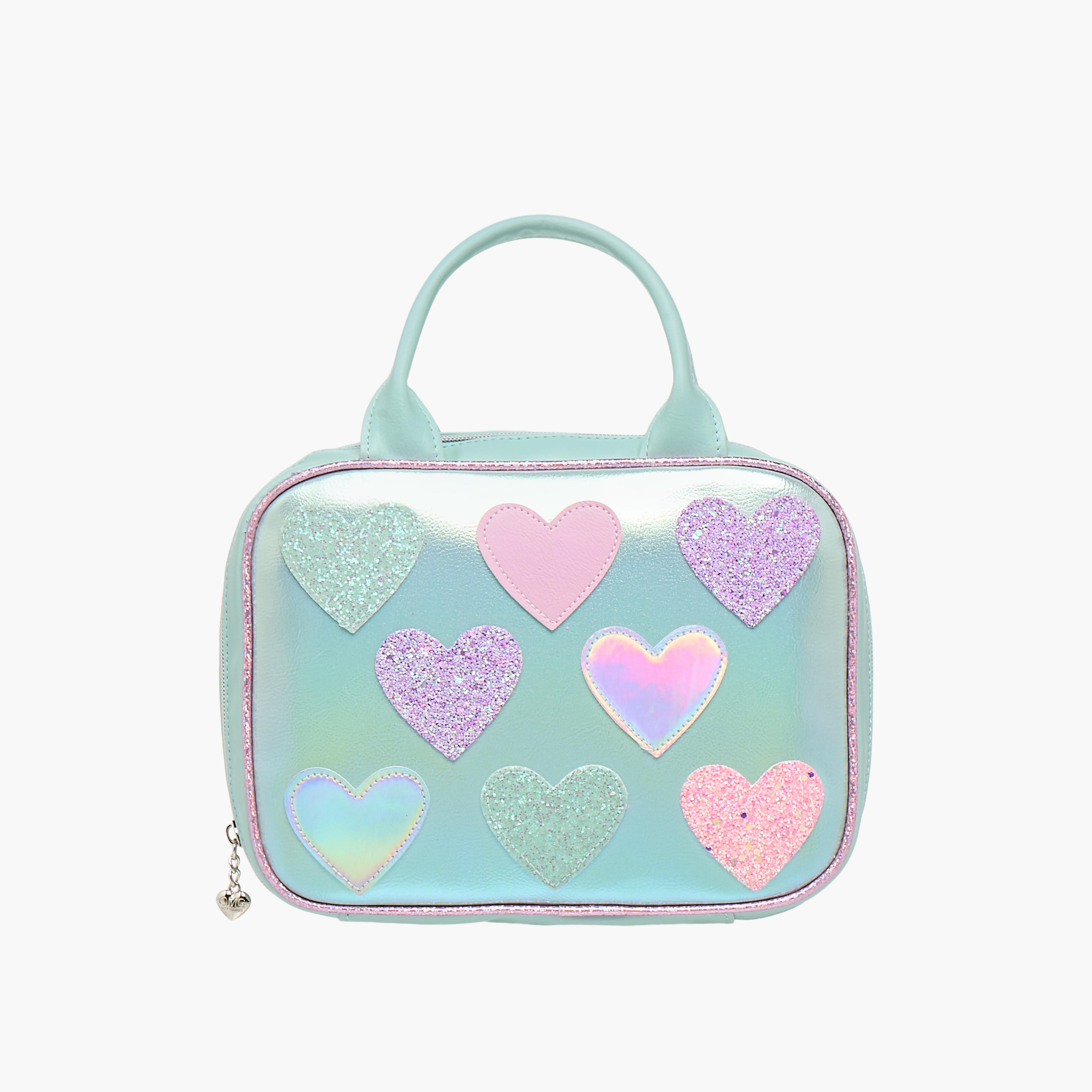 OMG Heart Applique Lunch Bag with Double Handle and Zip Closure-school-lunchessentials-lunchbags-image-1