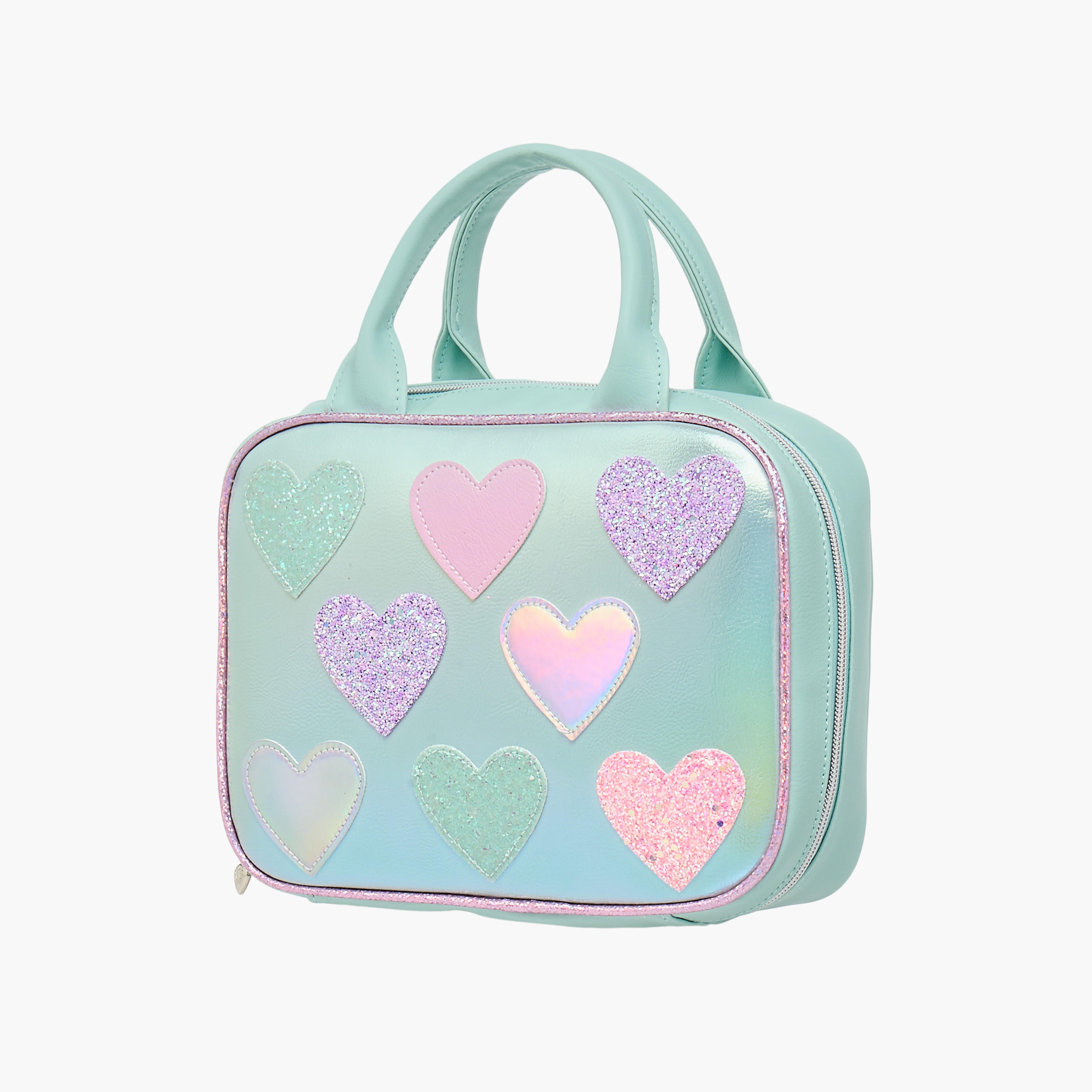 OMG Heart Applique Lunch Bag with Double Handle and Zip Closure-school-lunchessentials-lunchbags-image-2