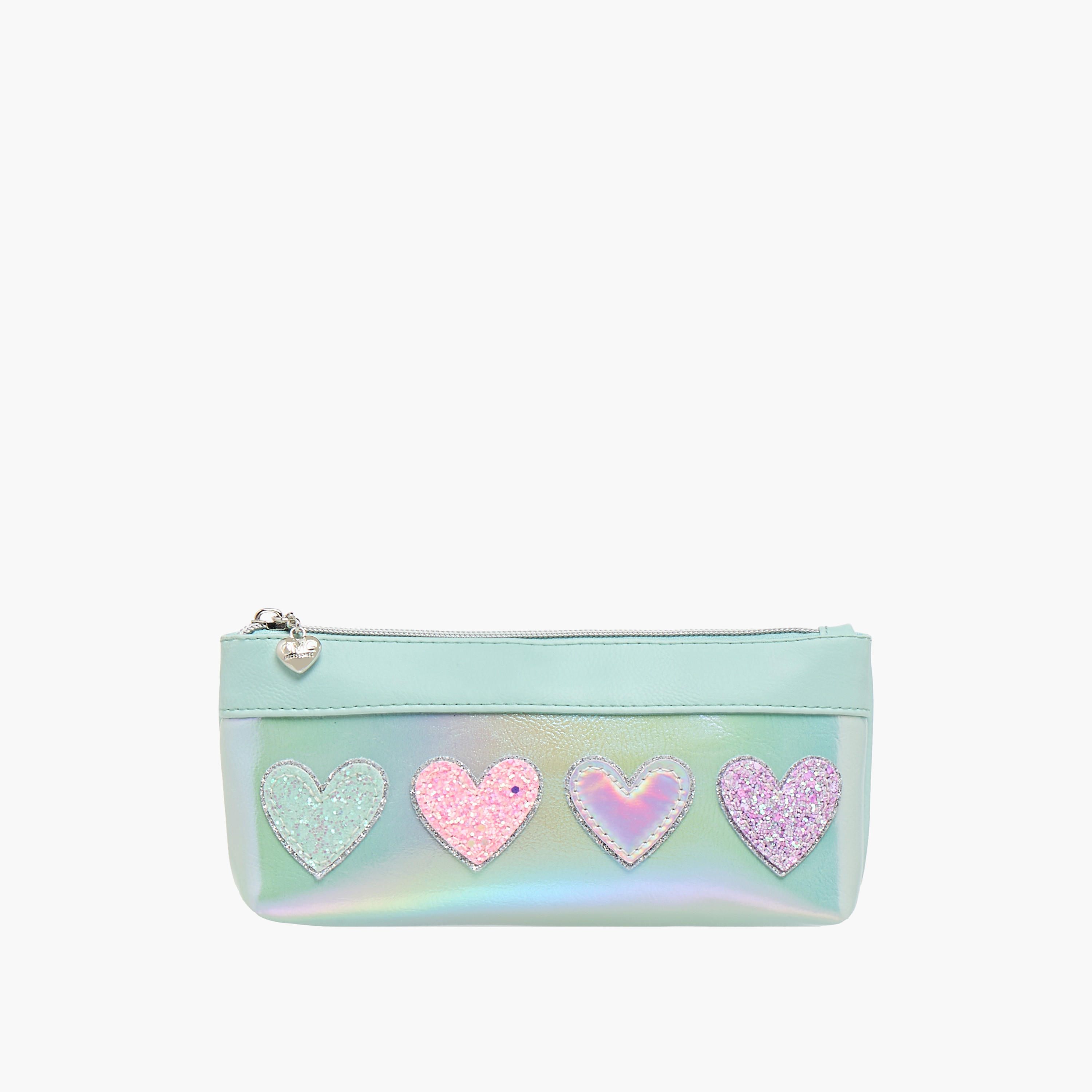 OMG Heart Applique Pencil Pouch with Zip Closure-school-stationery-pencilcases-image-1