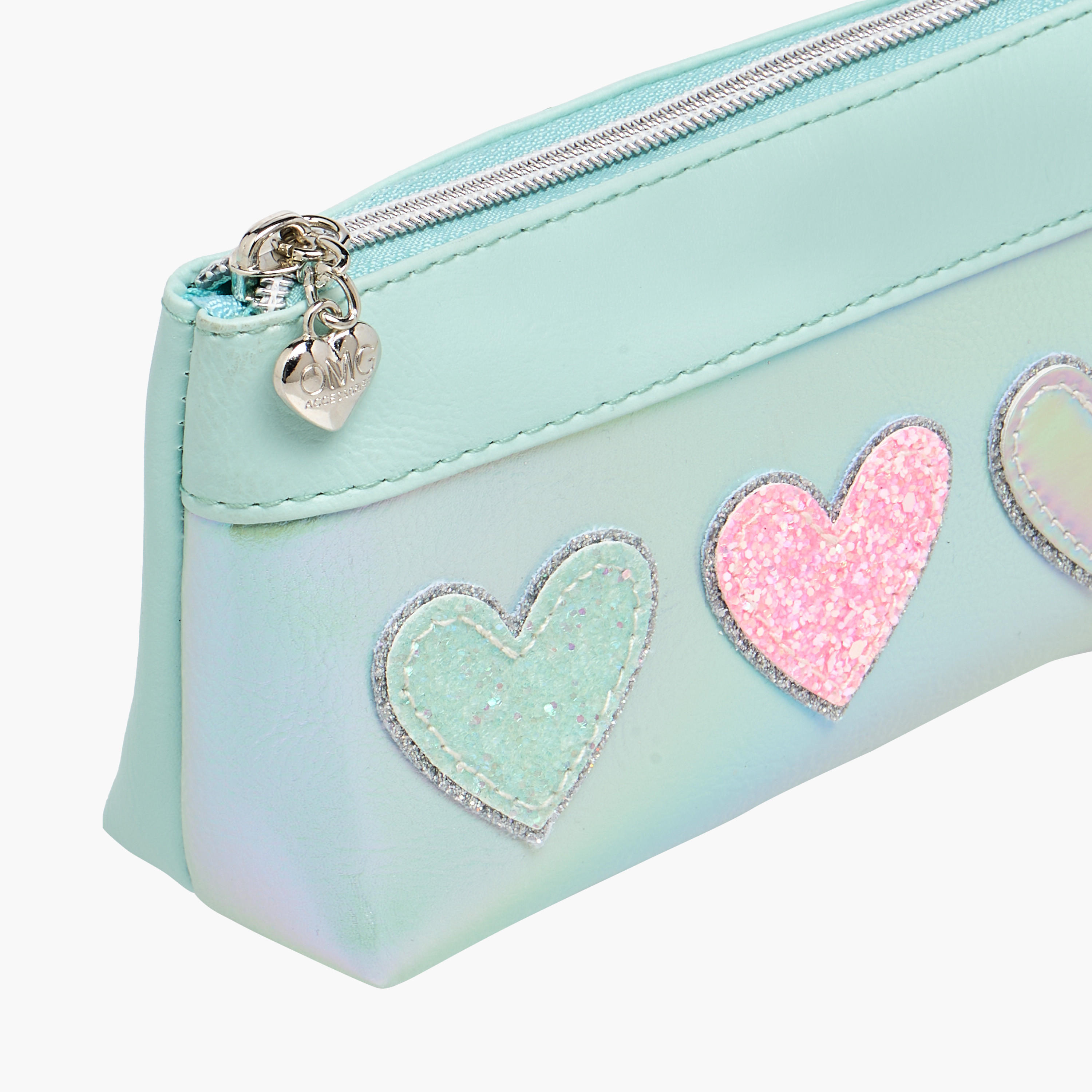OMG Heart Applique Pencil Pouch with Zip Closure-school-stationery-pencilcases-image-4