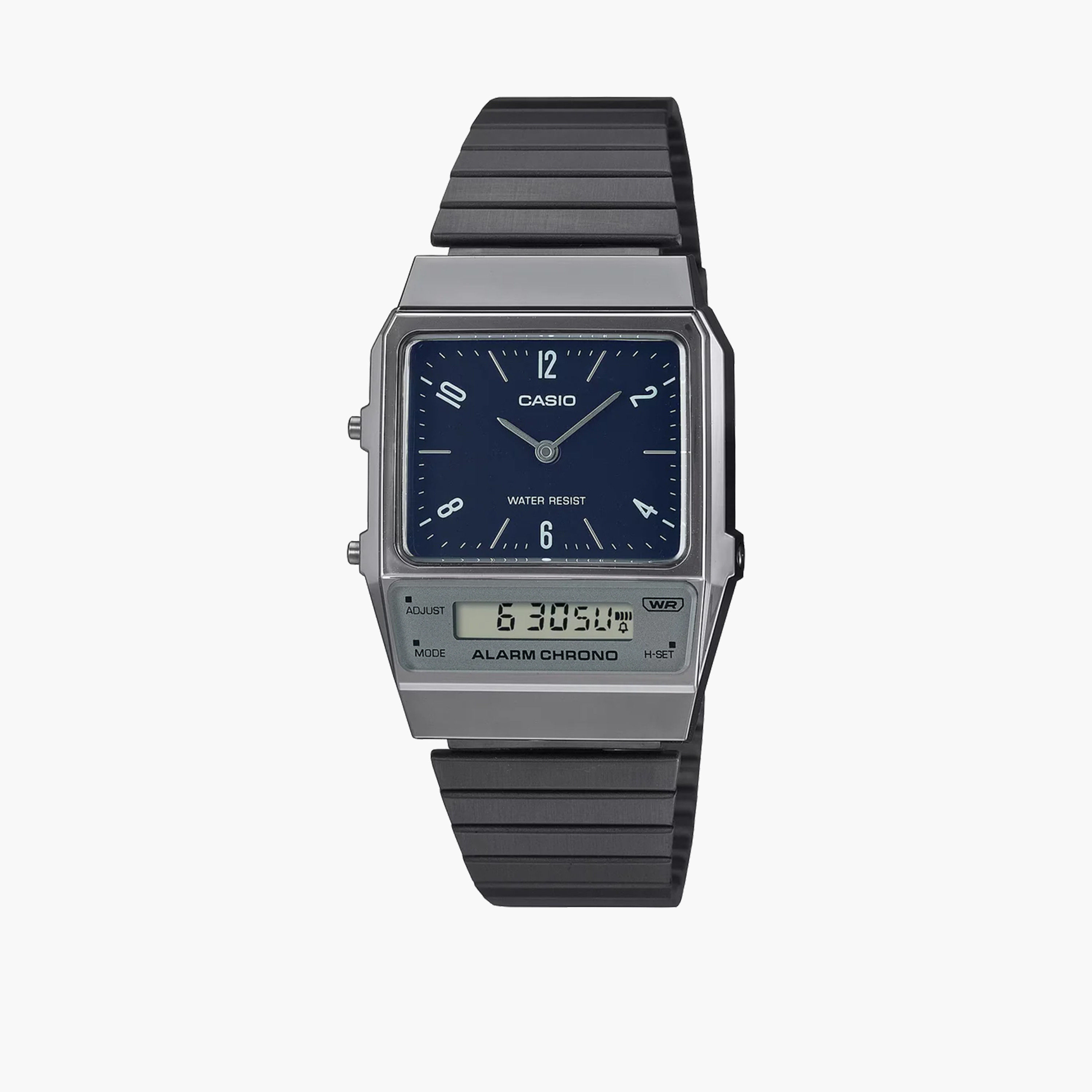 كاسيو- ساعة سوداء تناظرية/رقمية بسوار ستانلس ستيل | AQ-800EB-2ADF-men-watchesandjewellery-watches-image-1