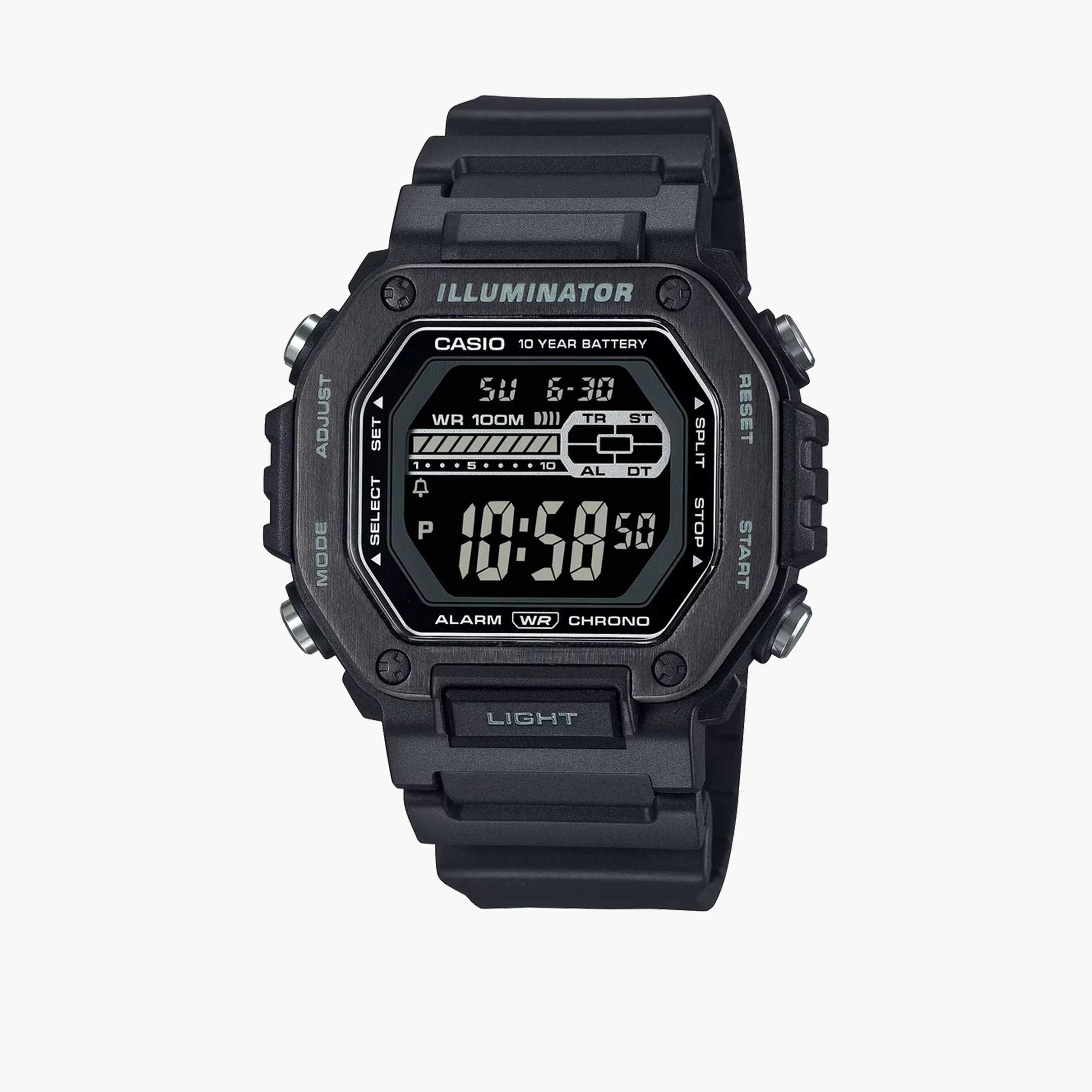 كاسيو-  ساعة رقمية سوداء للرجال   51 مم بسوار من البلاستيك | MWD-110HB-1BVDF-men-watchesandjewellery-watches-image-1