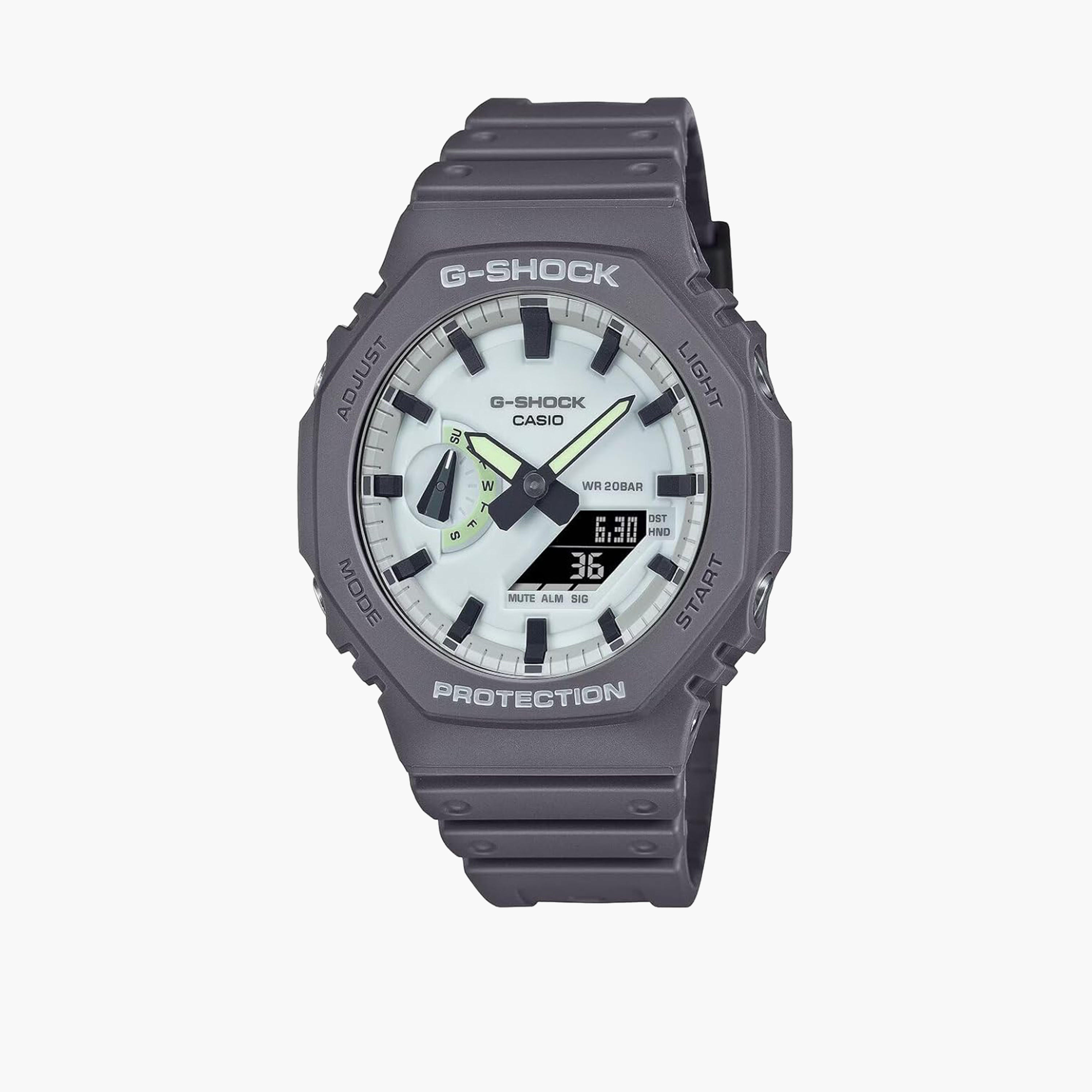 جي شوك-  ساعة رجالية 49 مم رمادية تناظرية/رقمية بحزام بلاستيكي | GA-2100HD-8ADR-men-watchesandjewellery-watches-image-1